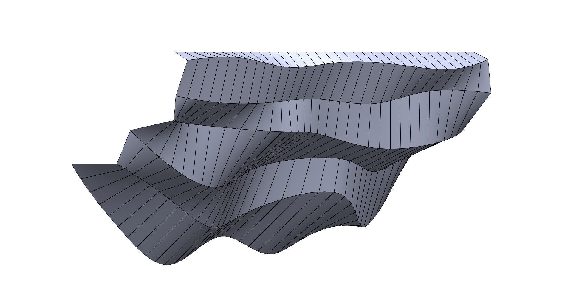 The surface was then split into 32 segments, each the thickness of the 3/4" plywood.