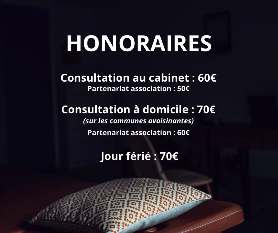 Honoraires des consultations d'ostéopathie au cabinet de Saint-Aubin dans les Landes et à domicile en Chalosse.