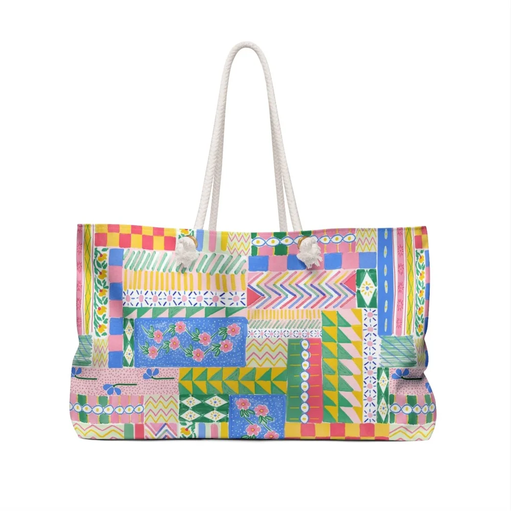 Pattern Clash Patchwork Watercolor Mixed Prints Weekender Beach