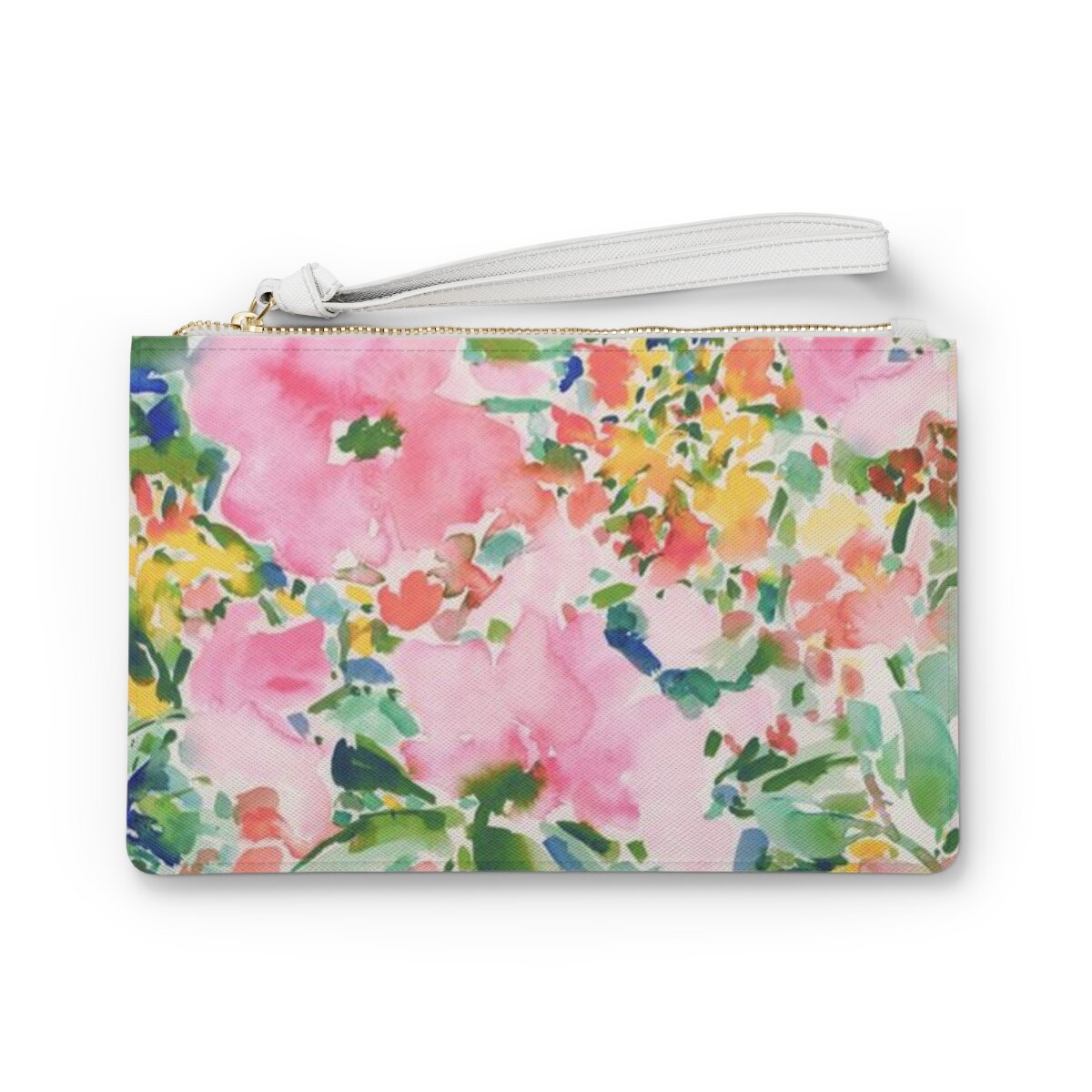 Garden Divination Watercolor Floral Vegan Leather Clutch Bag Garden Divination Watercolor Floral Vegan Leather Clutch Bag