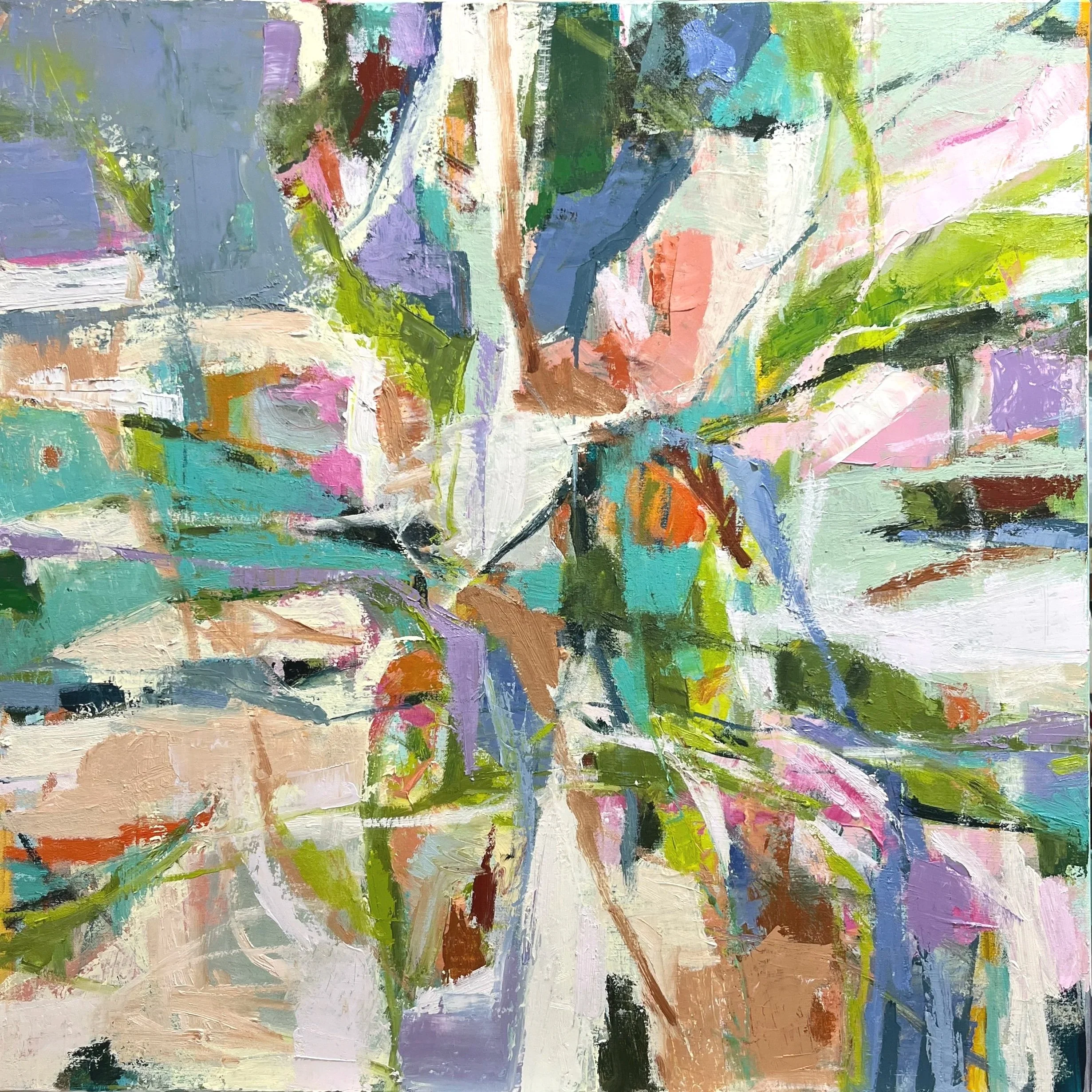 "Summer Sizzle" 30x30 acrylic, oil, oil sticks on canvas
Available at Charleston Artist Collective