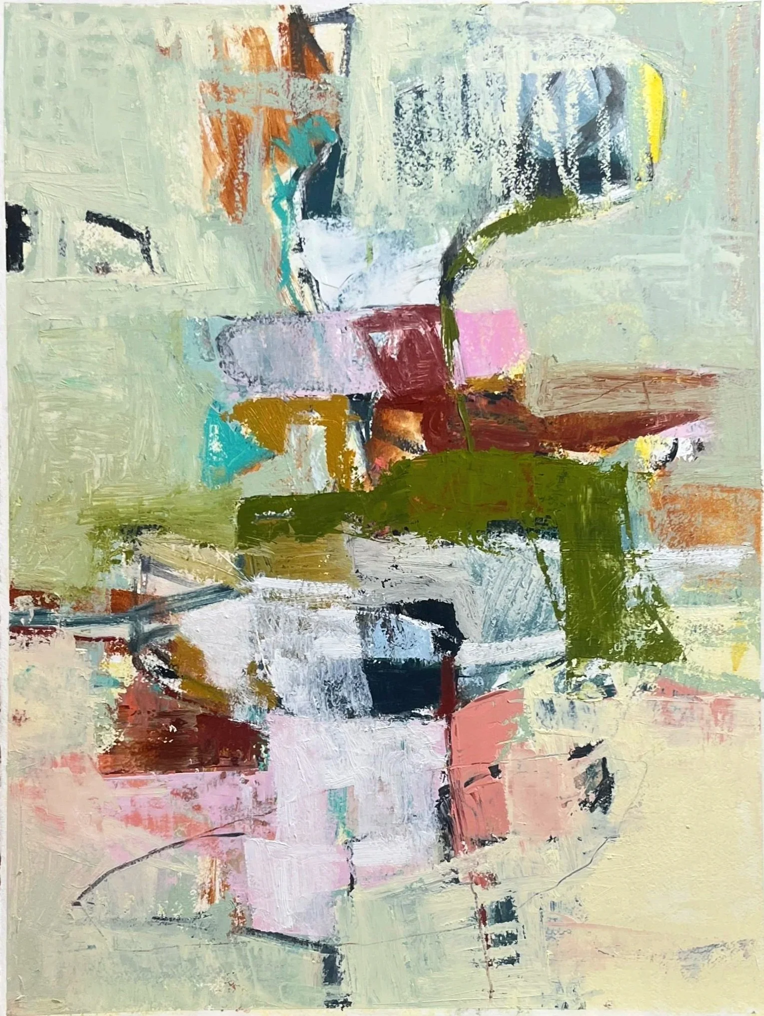 "Blooming Desert" 33x22 oil, oil sticks on primed watercolor paper