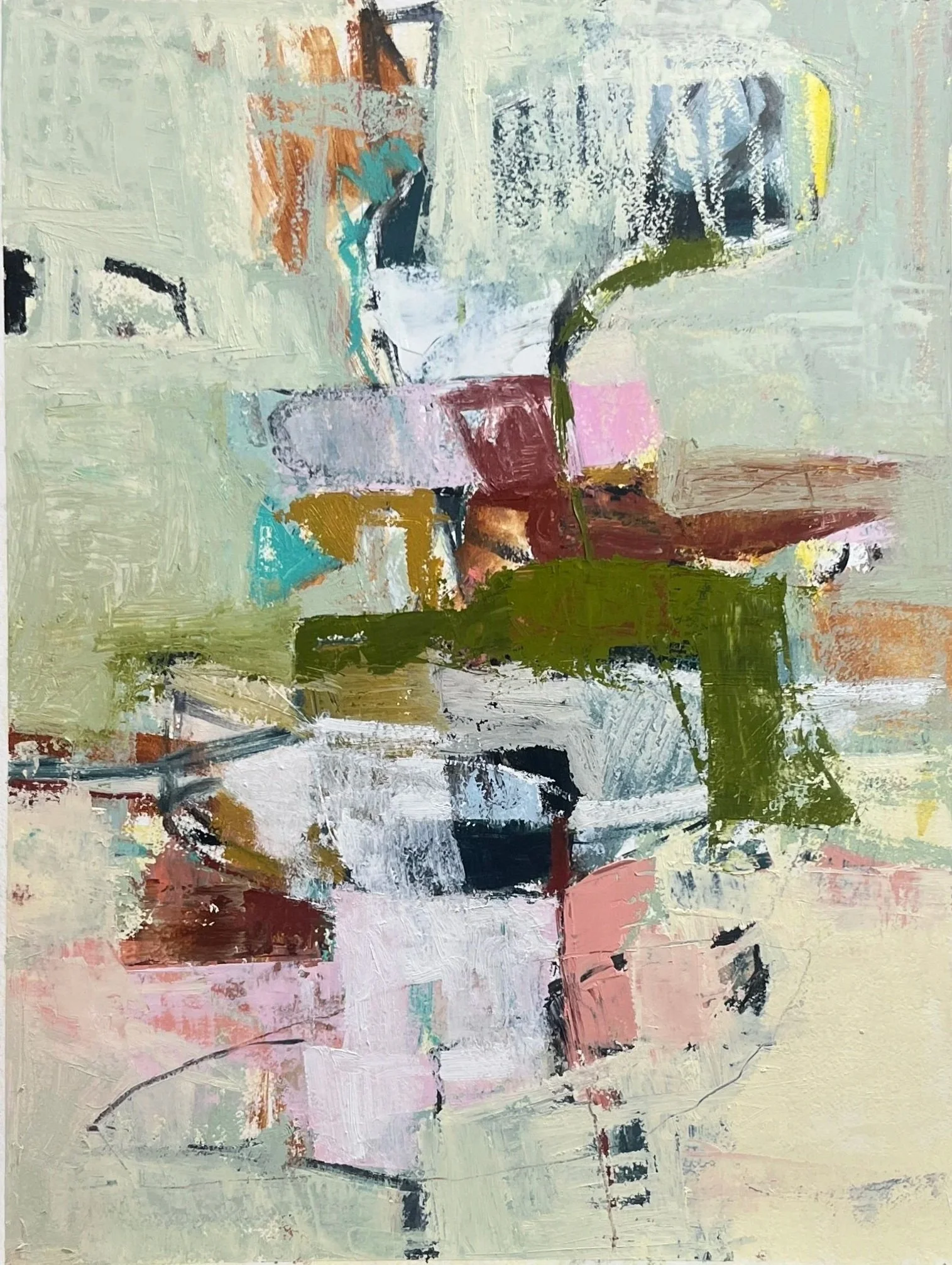 Blooming Desert 33x22 oil, oil sticks, crayon on primed watercolor paper