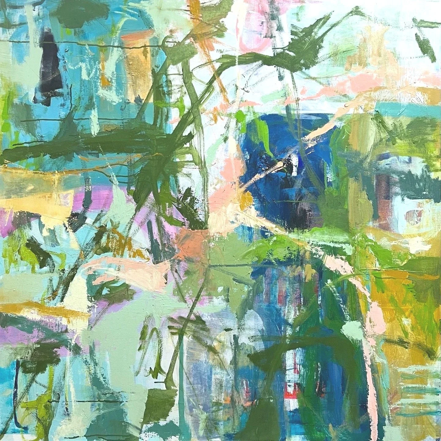 "Wild Bloom"
40x40 acrylic, oil, cold wax, oil sticks on cradled wood