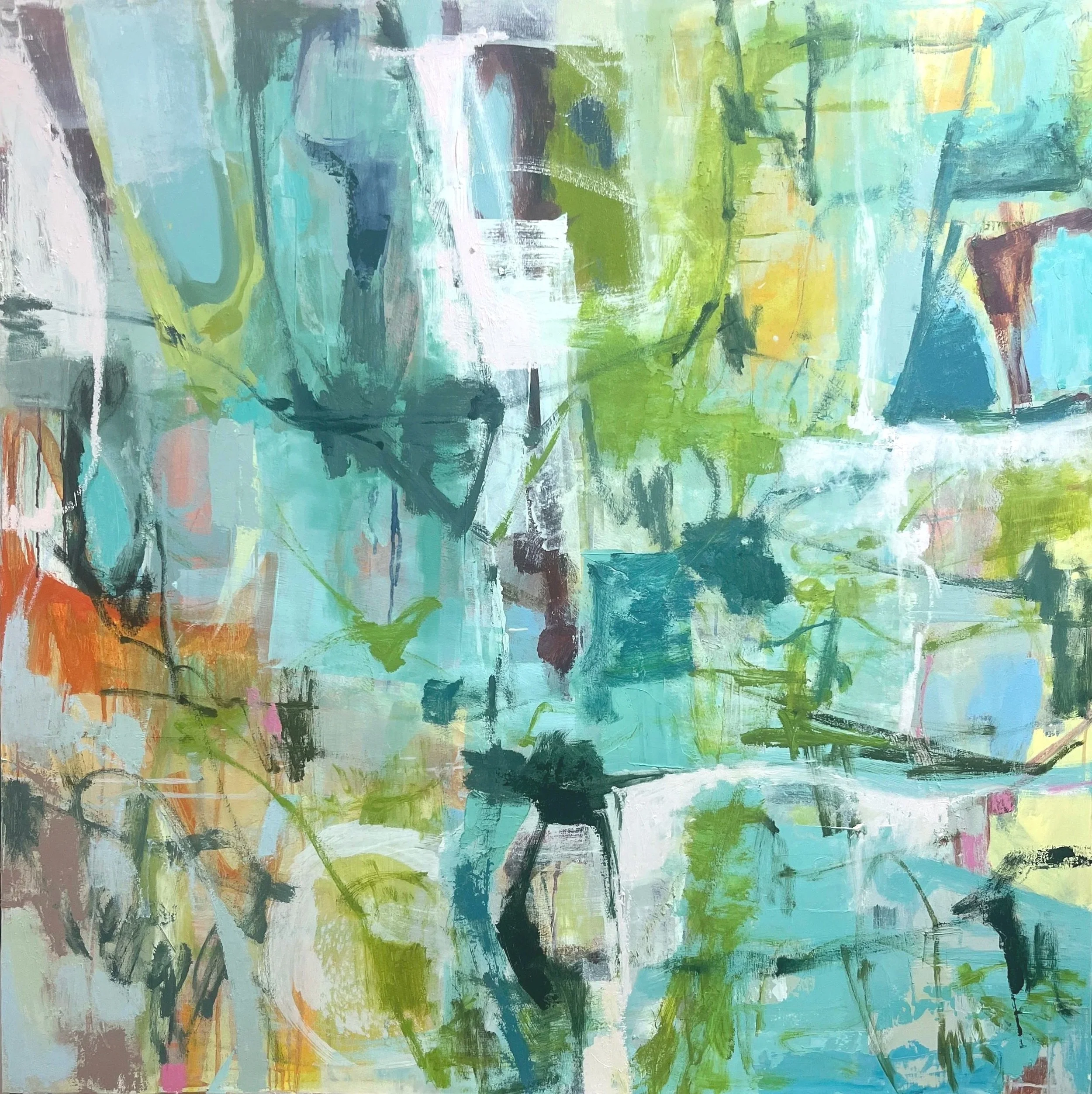 "Skyfall"
40x40 acrylic, oil, cold wax, oil sticks on cradled wood