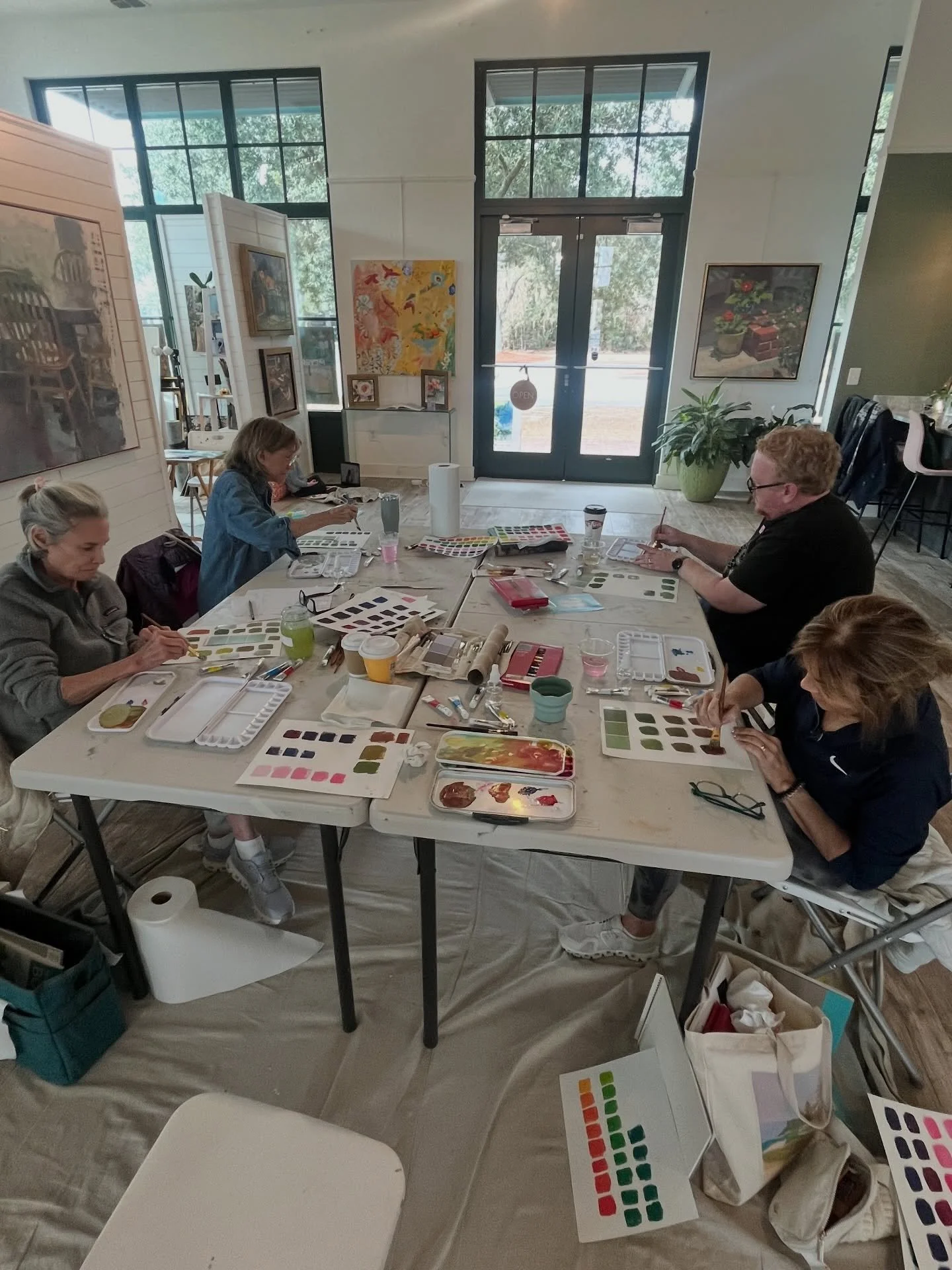 Basic color theory during my Become a Creative Artist 6 week workshop was so much fun!! My students learned the amazing phenomenon of how with just 3 primary colors an infinite number of colors can be created.. DM me you are interested in learning to