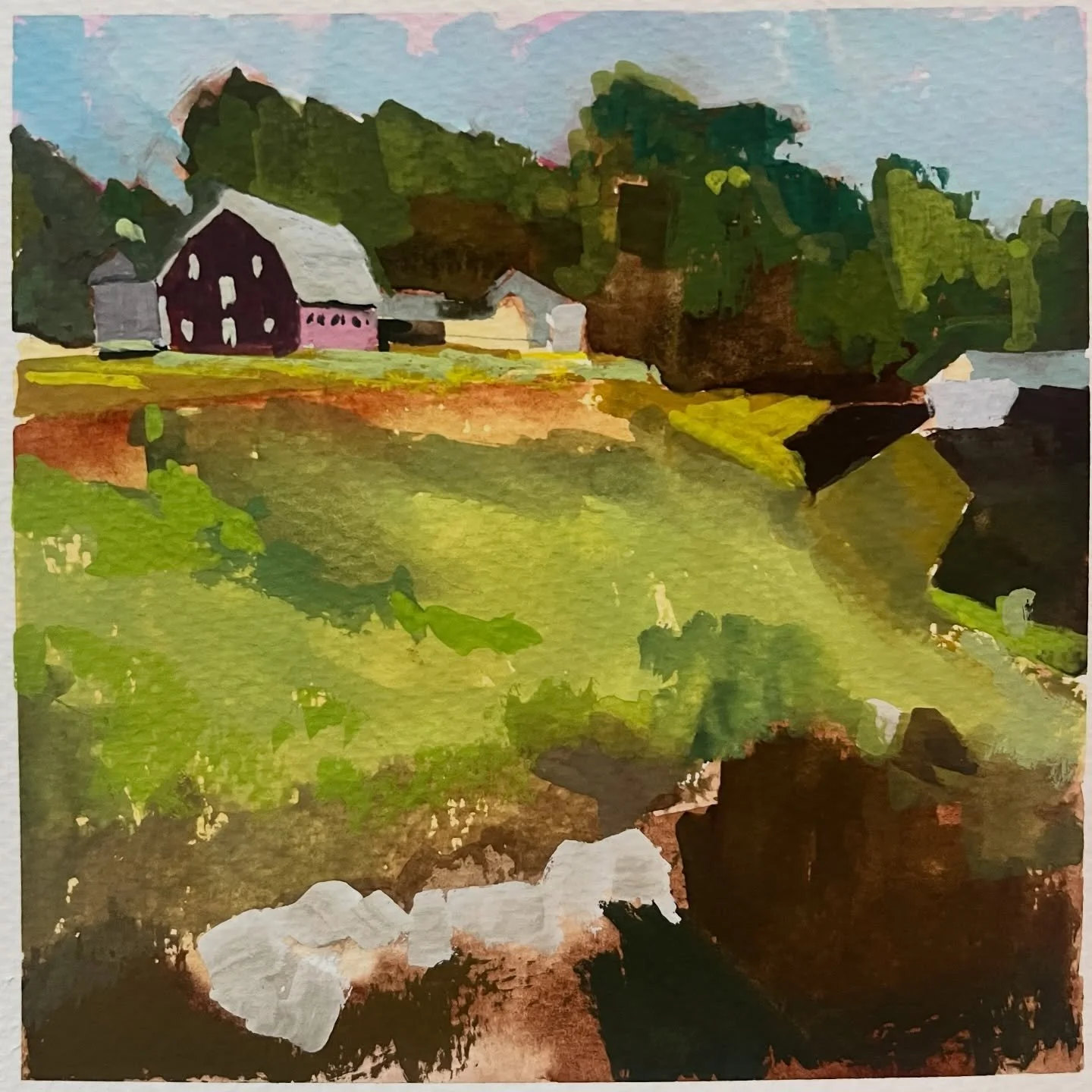 Demo practice results.. #gouache #gouachelandscape #gouachepainting #landscapepaintings