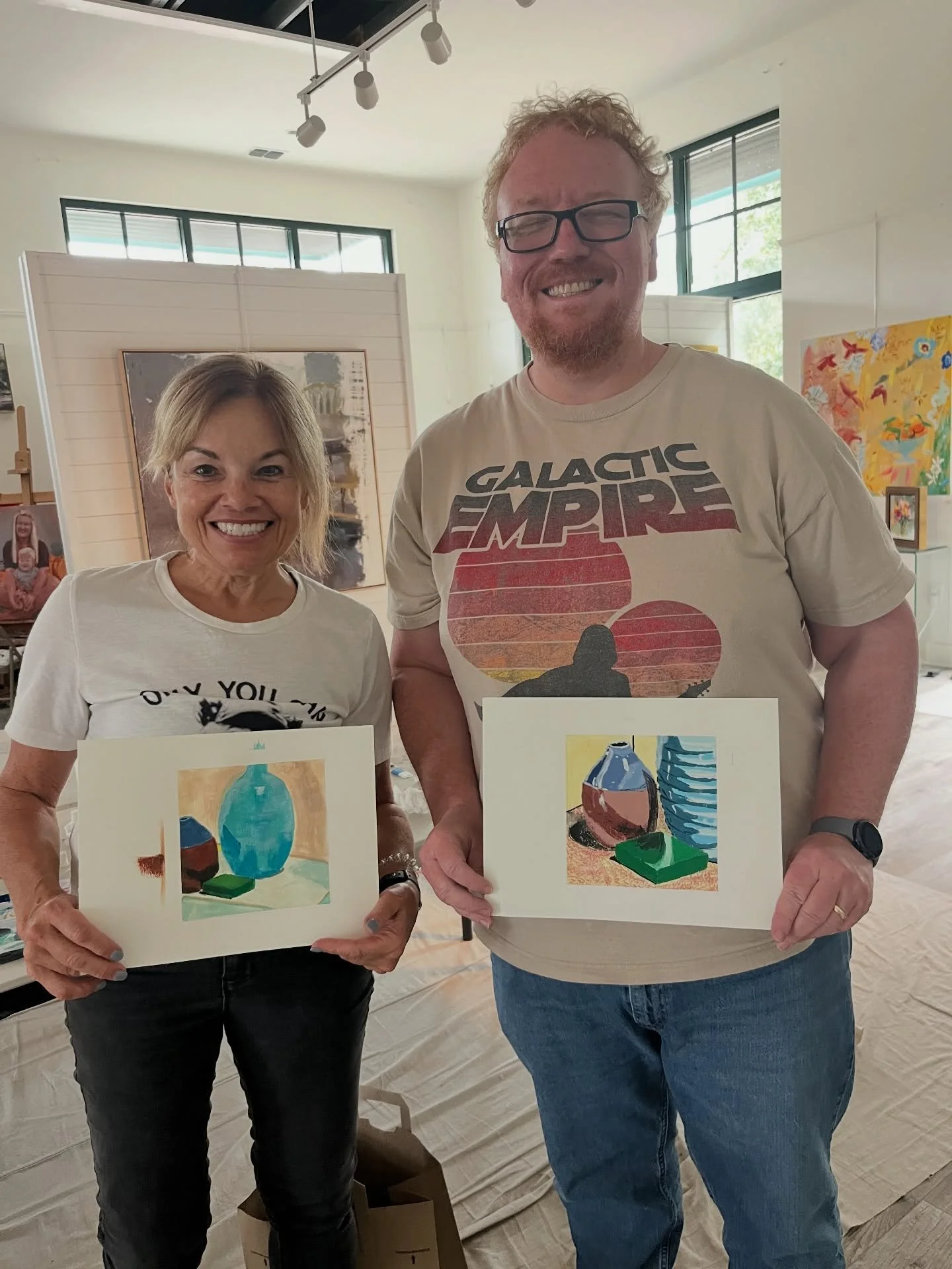 I wish I could have gotten everyone&rsquo;s paintings in here but after 6 weeks of drawing, color and composition for this complete beginners art class the results are just amazing!! Students had to put all their new skills together and create their 