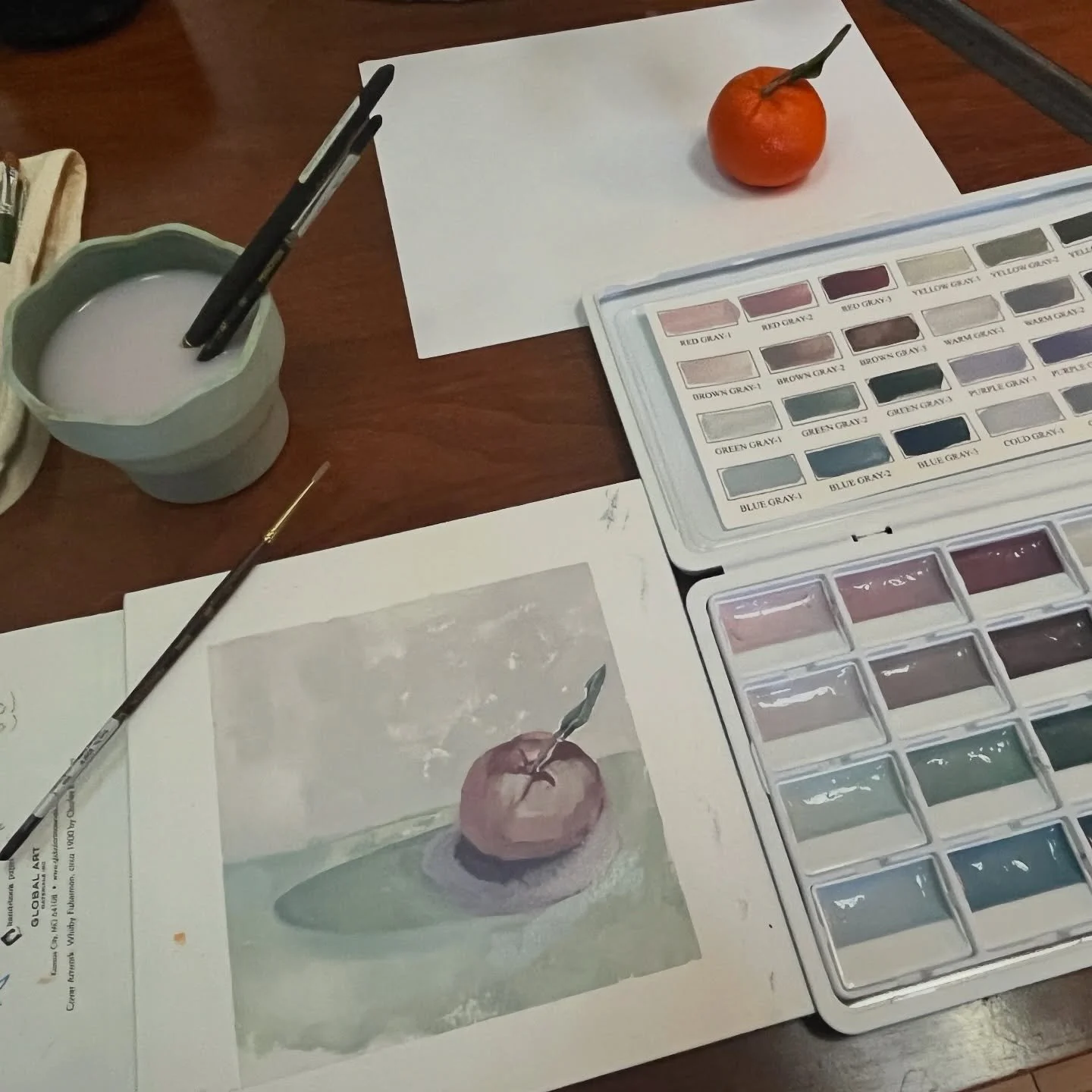 Trying out my new Fuumuui opaque watercolor set. These muted colors are just so beautiful.. #stilllife #paintingpractice #opaquewatercolor @fuumuuibrushes_official