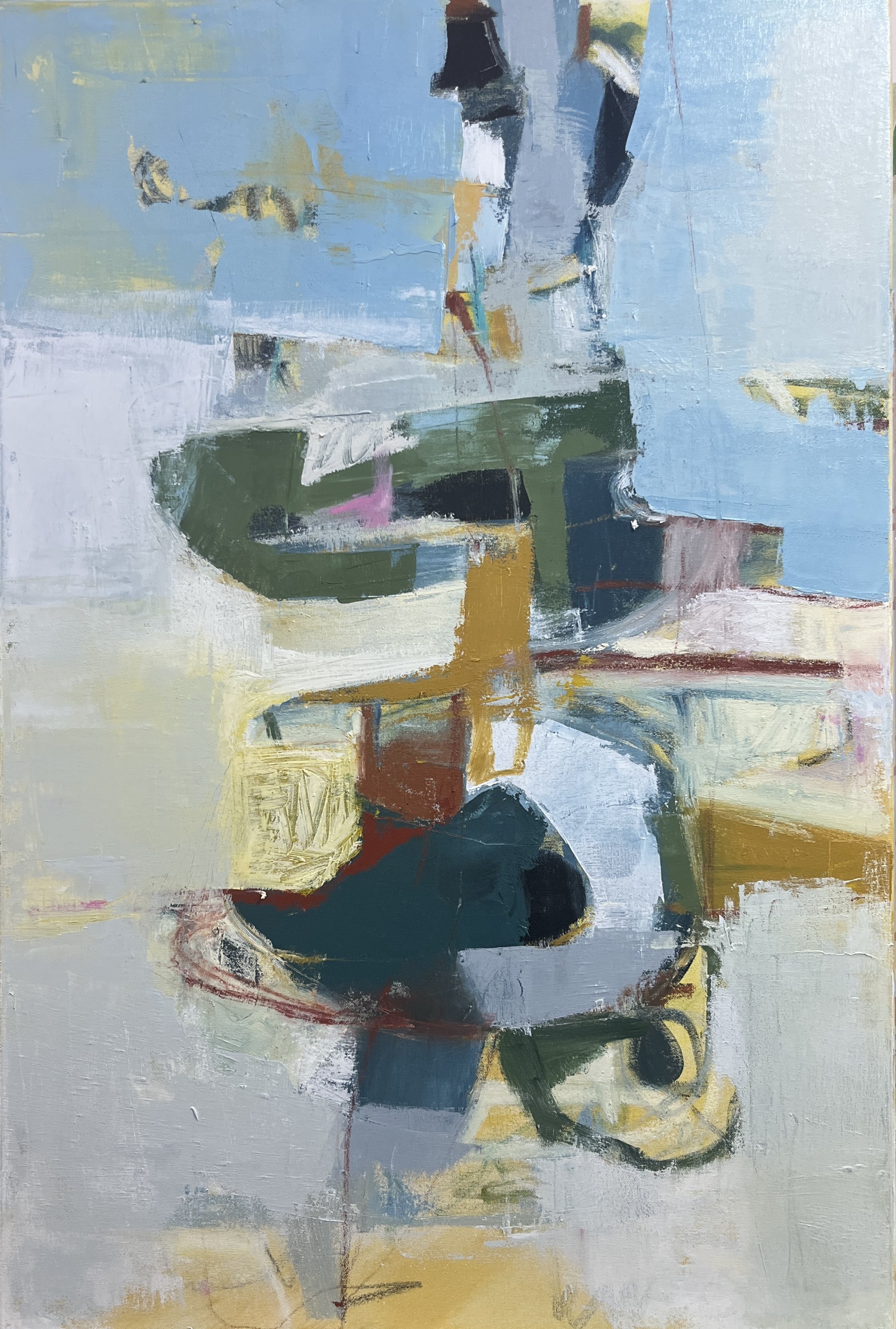 "Too Much Apple Pie" 36x24 oil, crayon, oil sticks on canvas