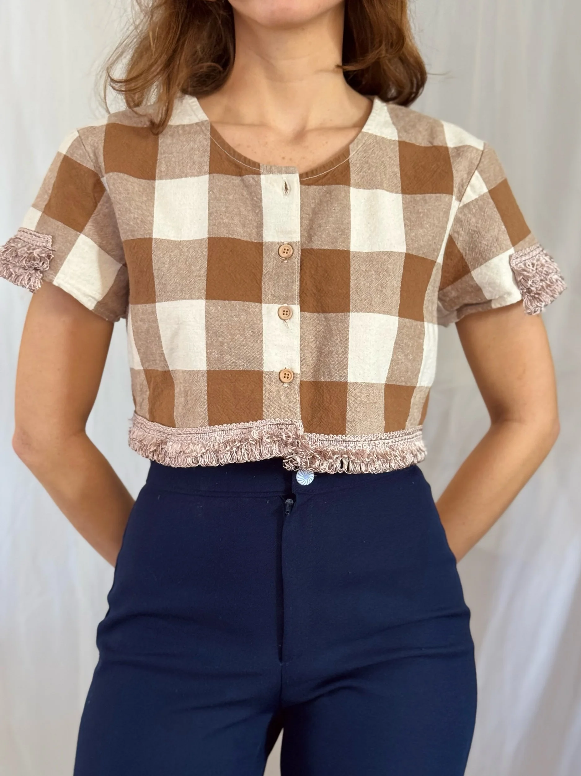 Milk Chocolate Gingham Crop • (M)