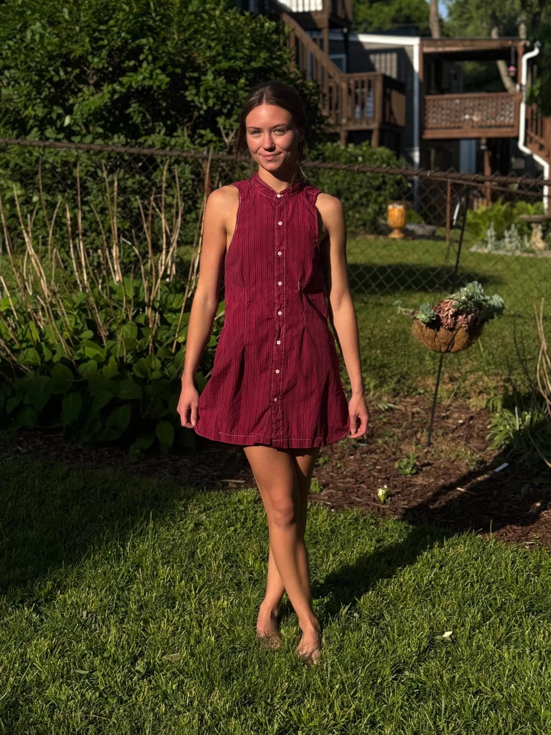 Cranberry Stripe Open Back Dress • (S-M)
