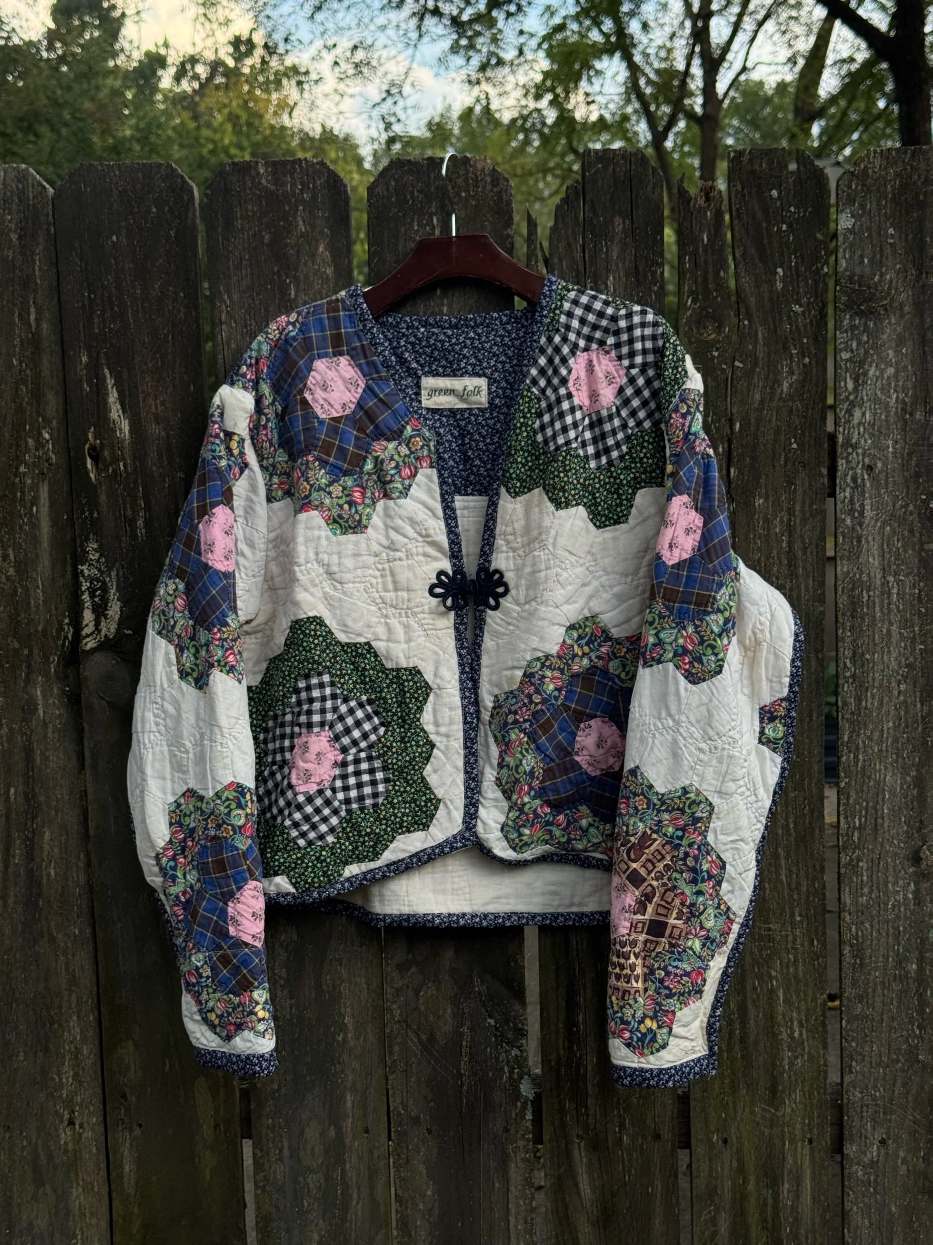 Vintage Grandmother’s Flower Garden Quilt Coat (S)