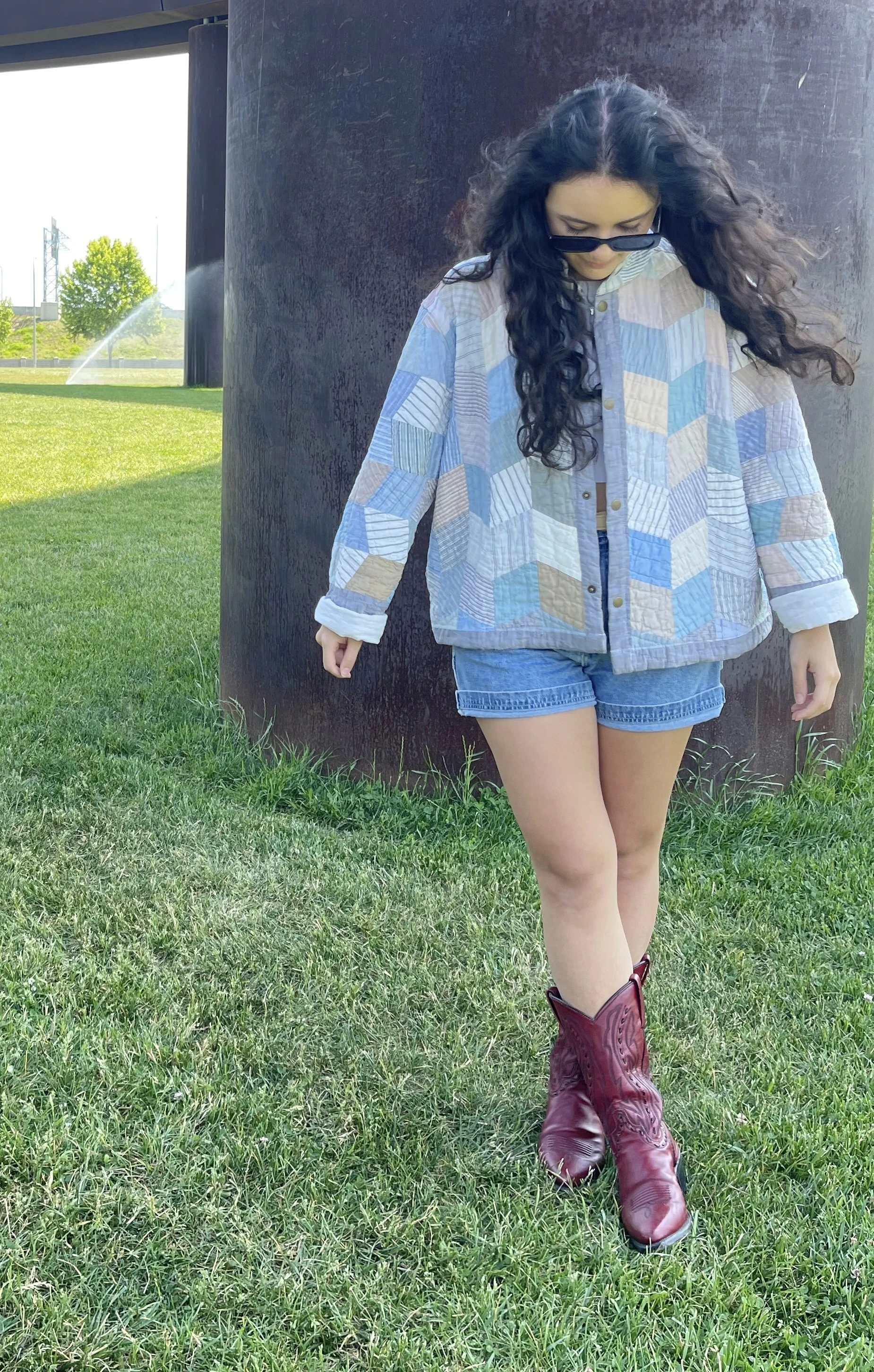 Antique Men's Upcycled Button Down Quilt Coat