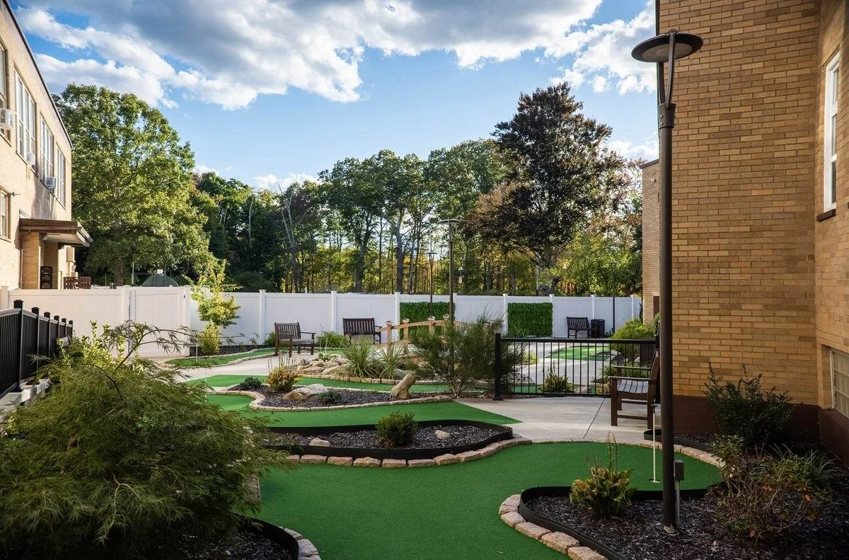 Outdoor courtyard and miniature golf area