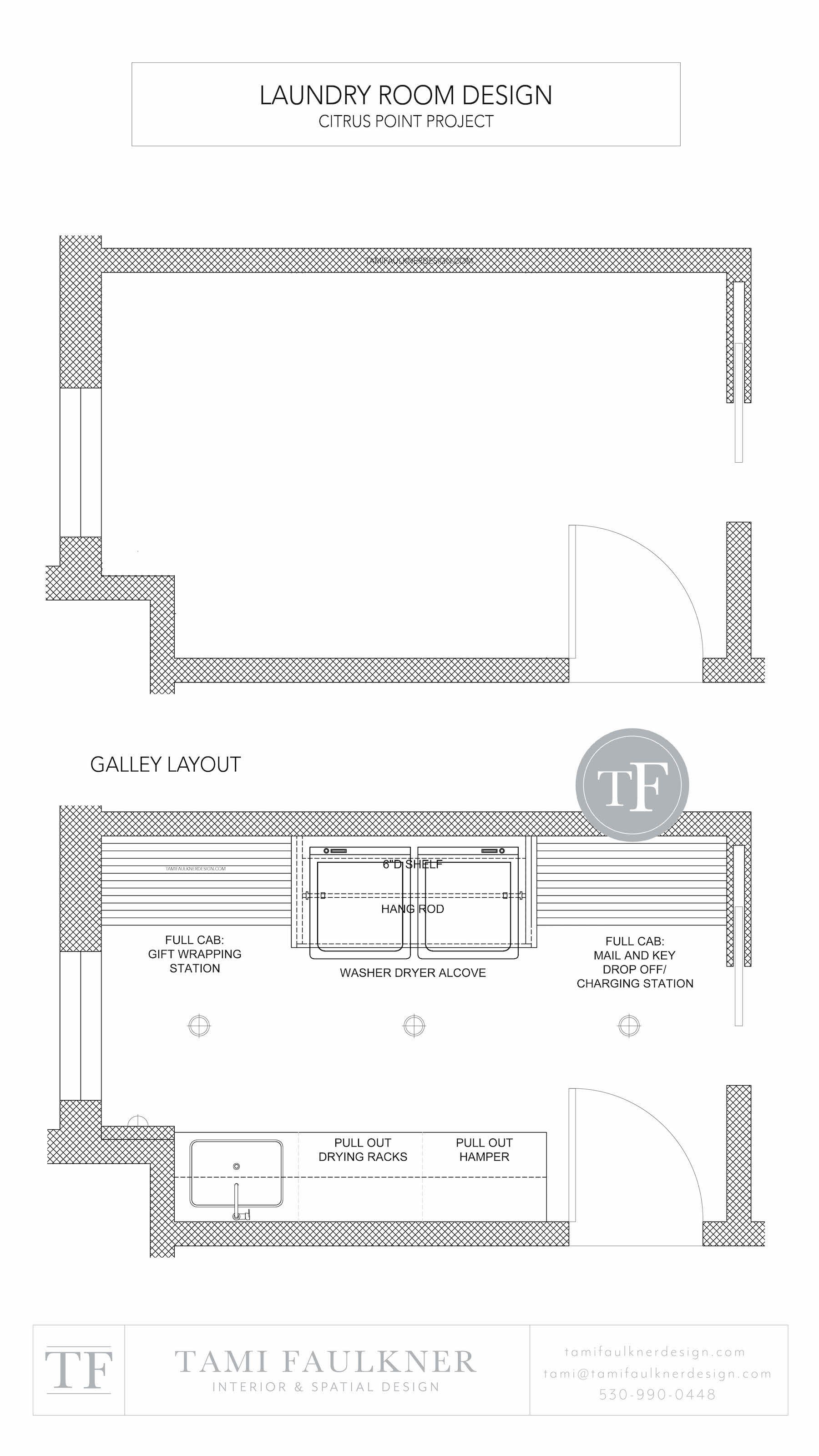 GALLEY LAUNDRY ROOM DESIGN - FLOOR PLANS AND ELEVATIONS — Tami Faulkner  Design