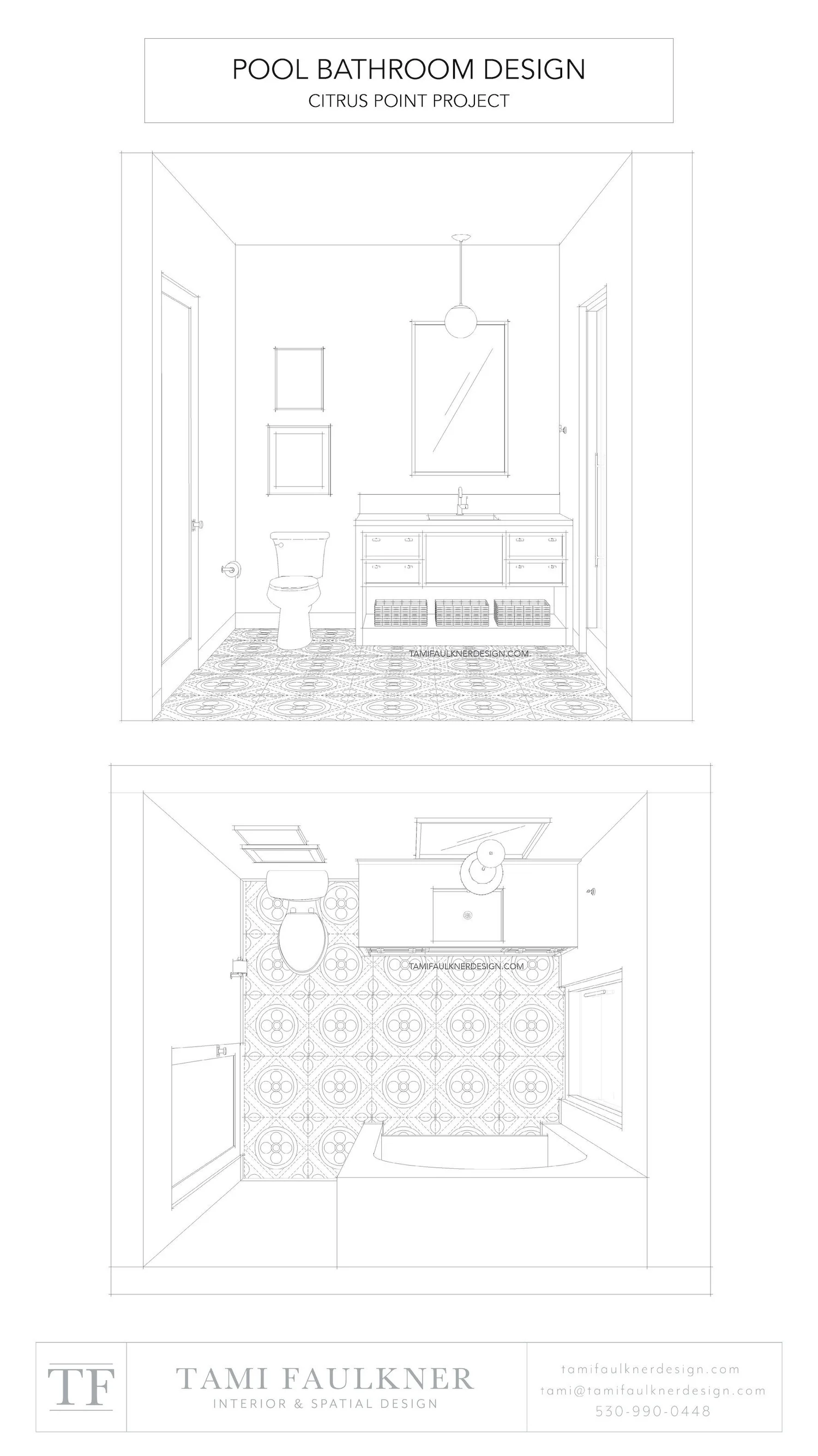 POOL BATHROOM DESIGN - BEFORE + AFTER FLOOR PLANS — Tami Faulkner ...