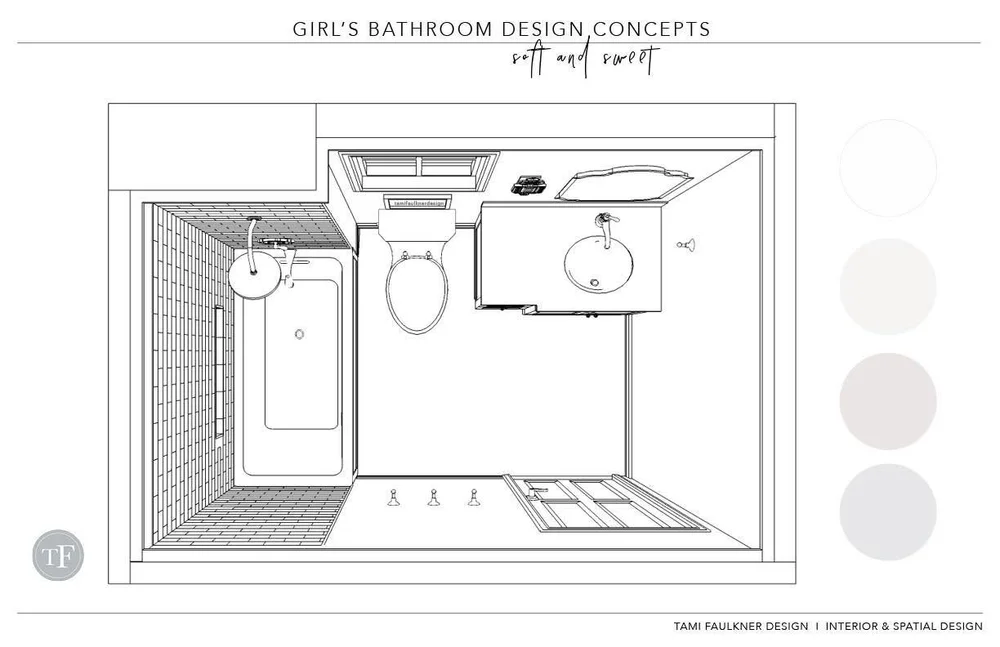 GIRLS' BATHROOM DESIGN - MOUNT VALLEY PROJECT — Tami Faulkner Design ...