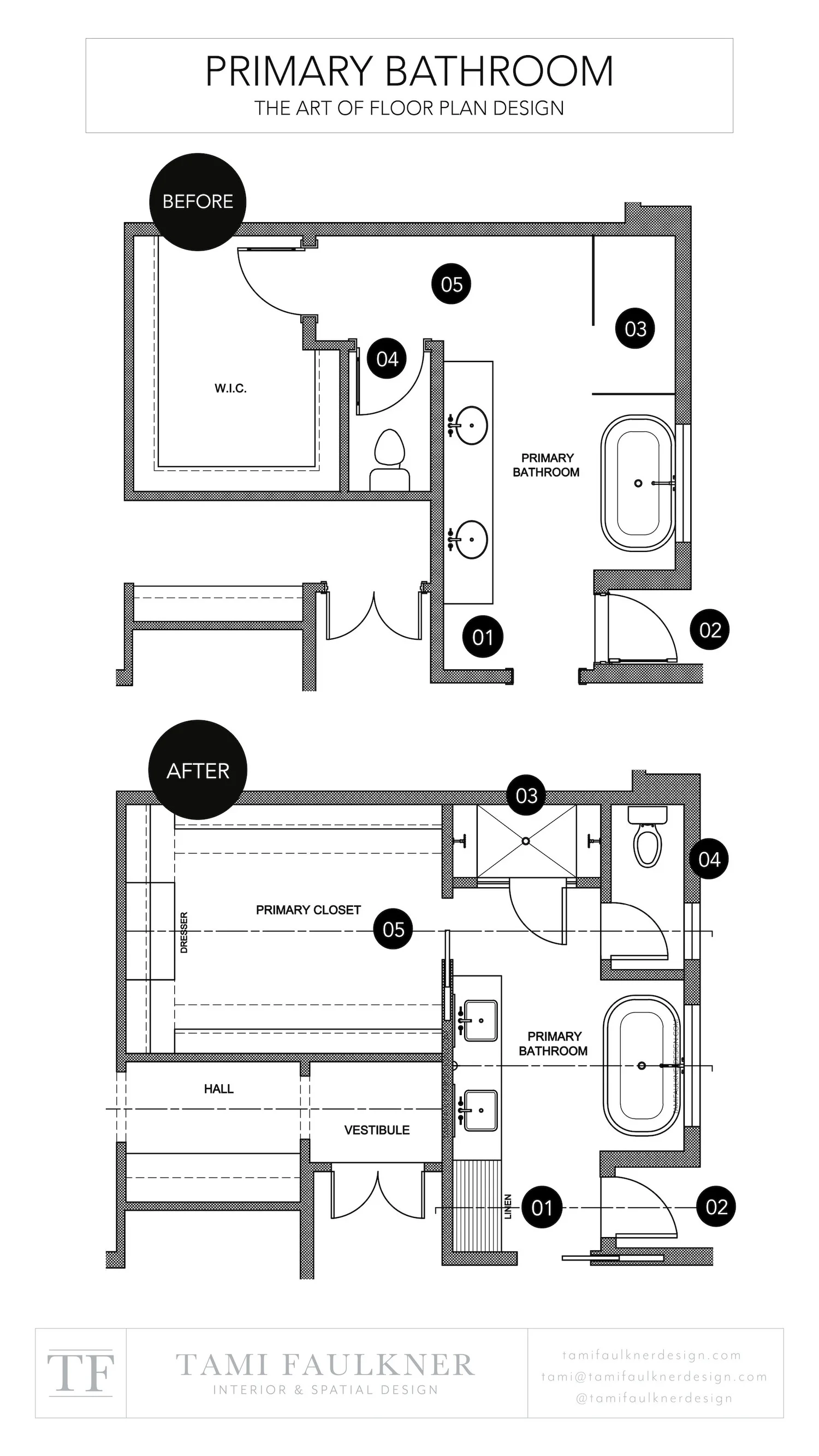 FIVE WAYS TO FIX A PRIMARY BATHROOM FLOOR PLAN - BEFORE AND AFTER ...