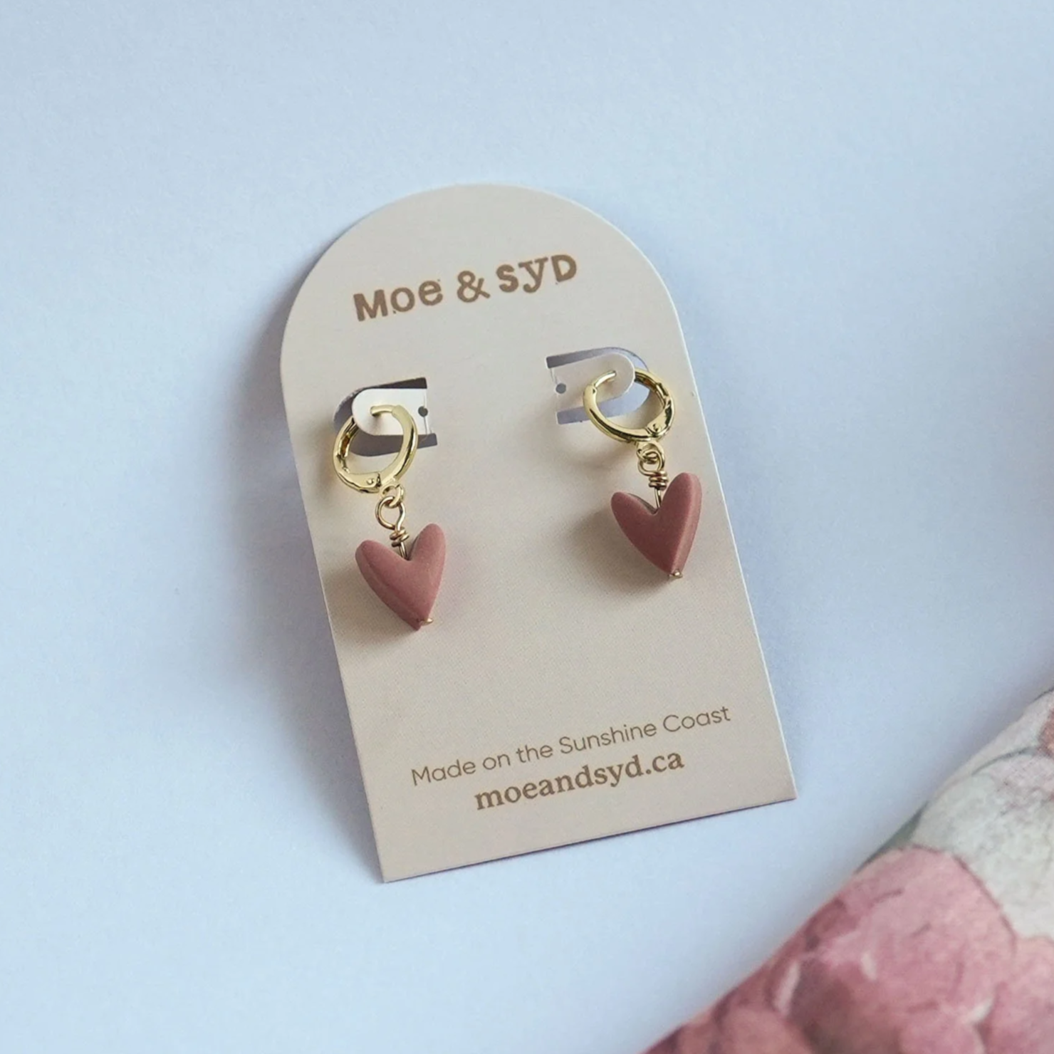 Heart Huggies in Dusty Rose