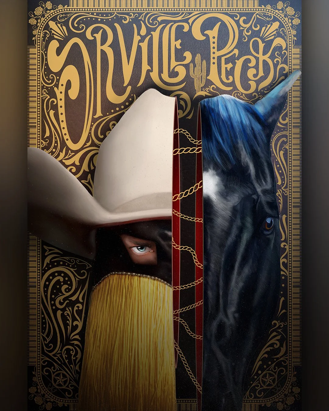 New UNOFFICAL poster designs for one of my favorite music artists at the moment, @orvillepeck 🌹 

His face along with the horse is digitally painted and the rest is design work and photoshop magic 🌟

#art #digitalart #graphicdesign #procreate #orvi