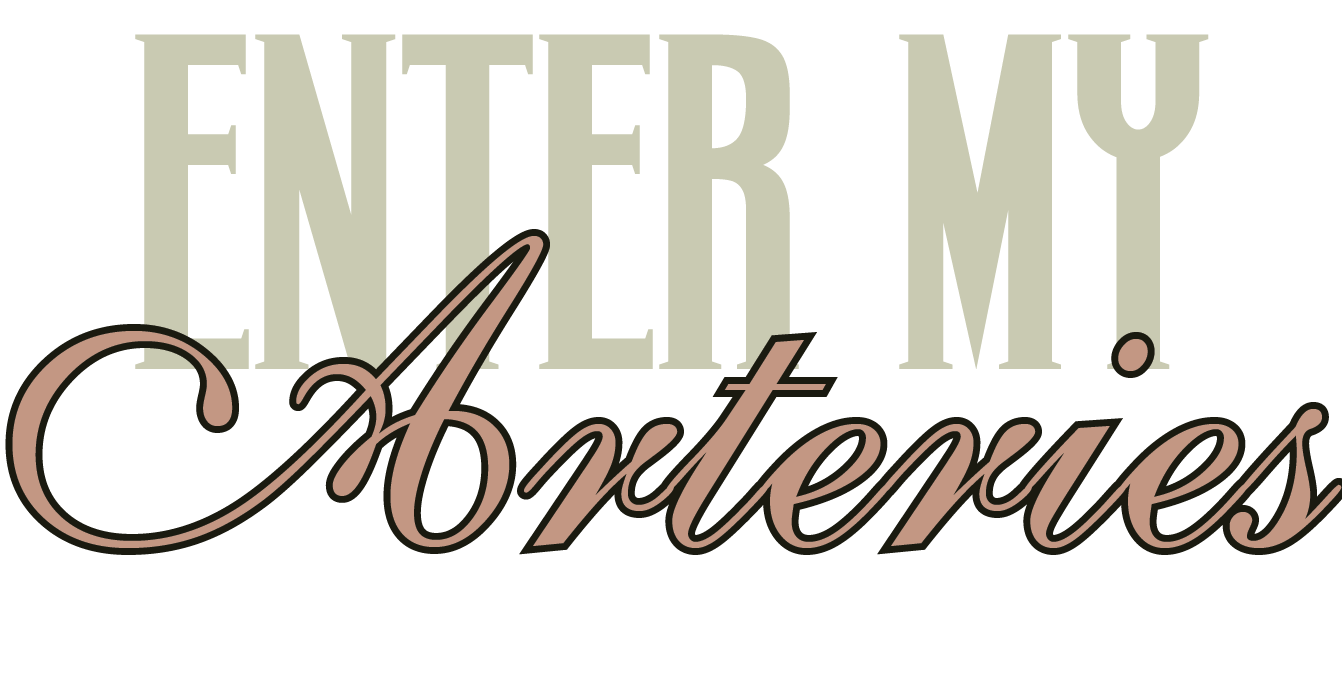 Text graphic saying "Enter my Arterries (View my work)" in large stylized font.