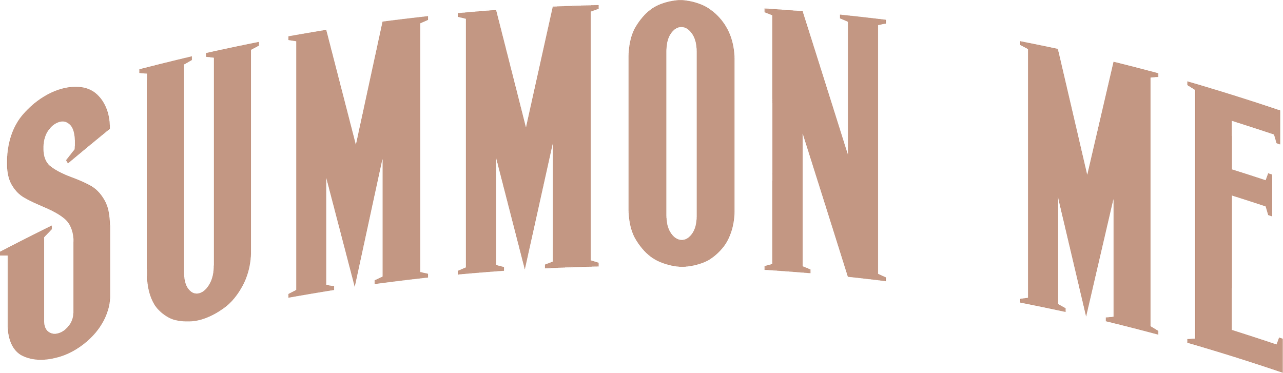 Text reading 'Summon Me' in large, bold, light brown letters with a curved design.