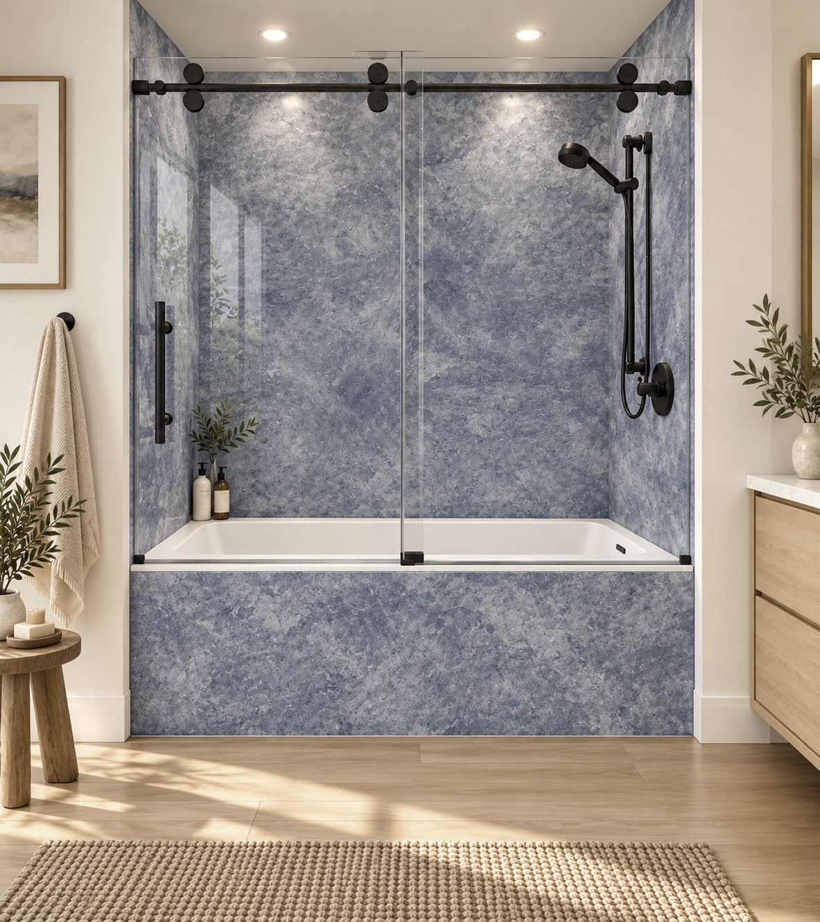 Blue Concrete tub surround rendering