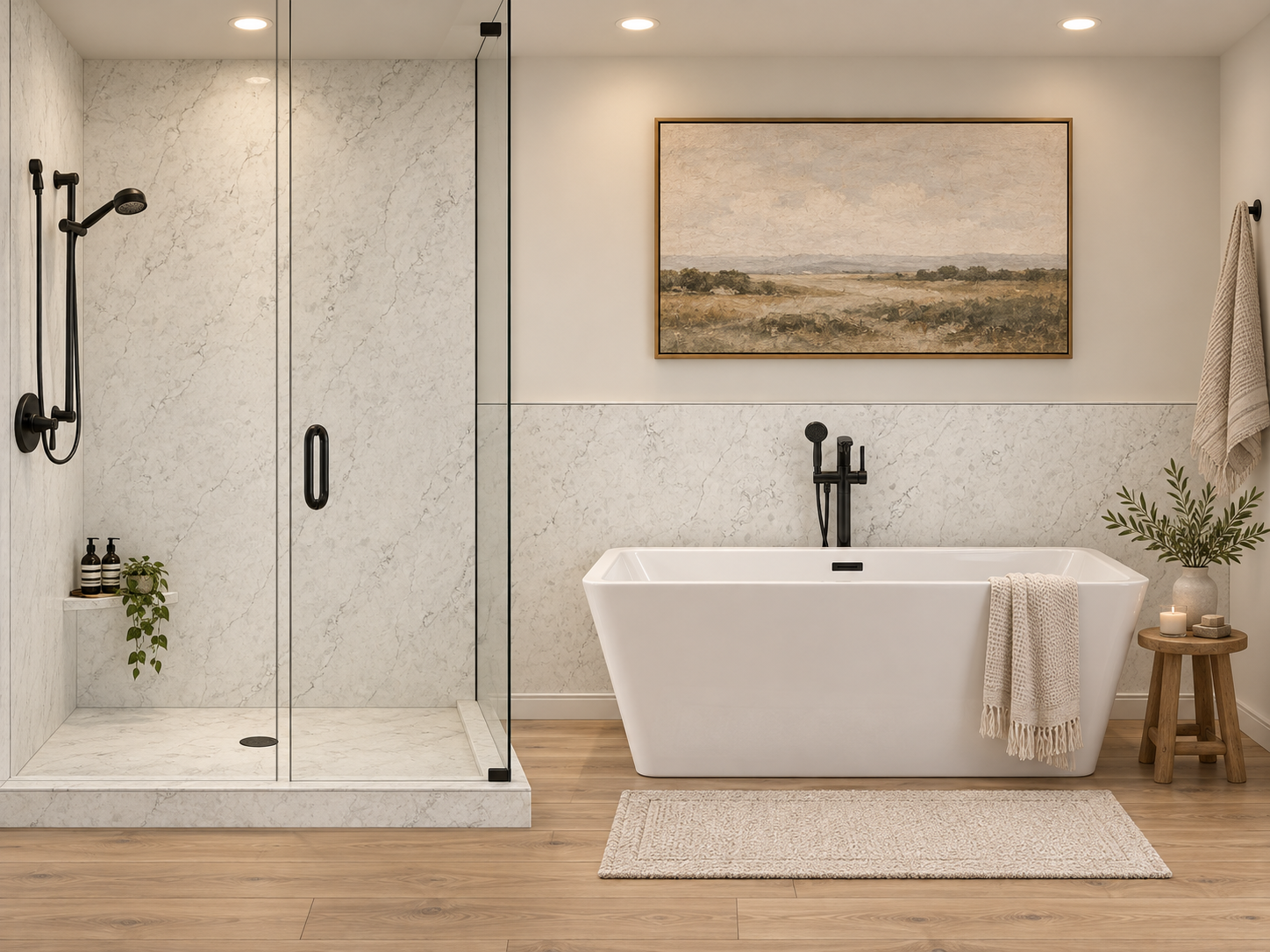 Milano 2 wall shower and wainscot rendering