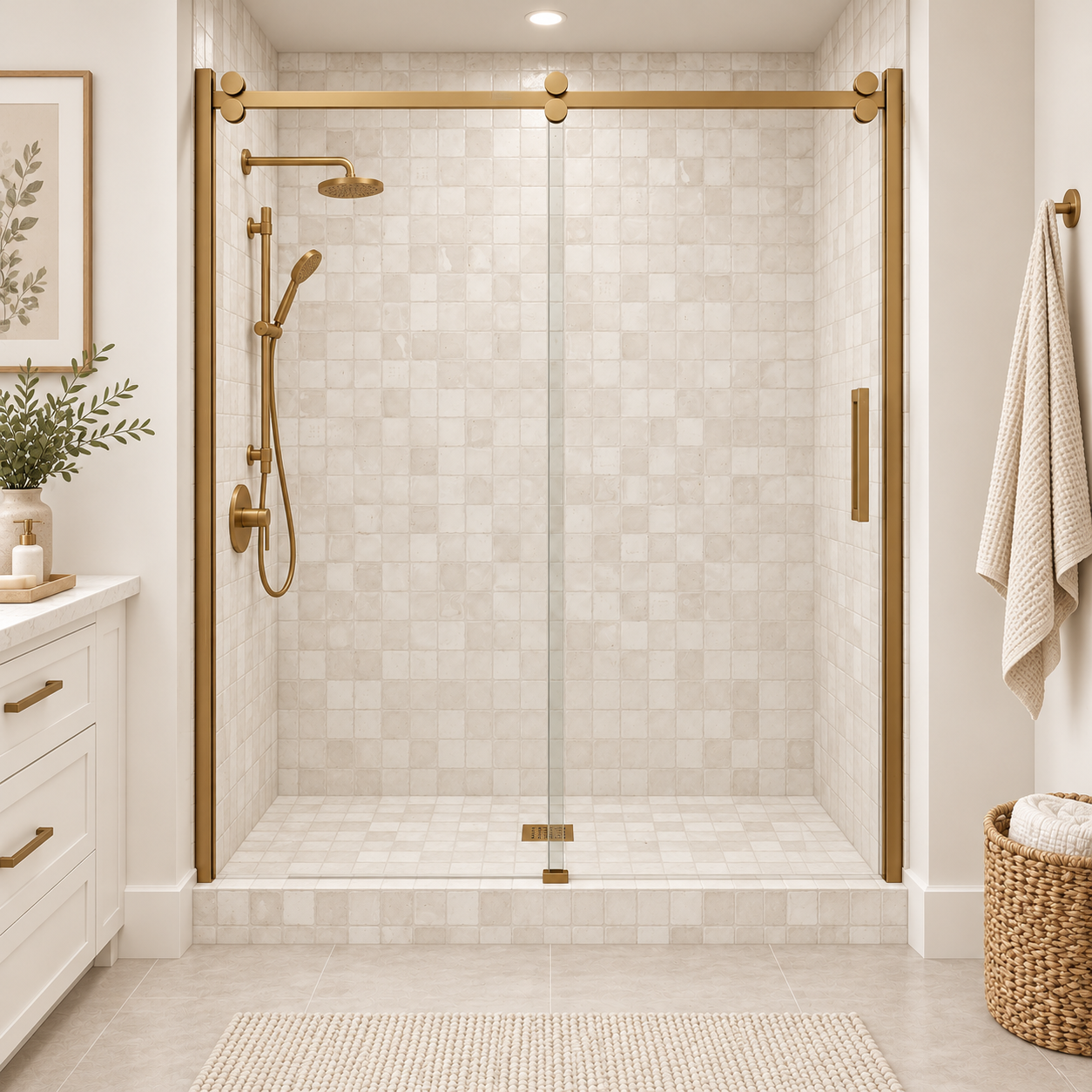 White Clay 4x4 Terracotta shower rendering
