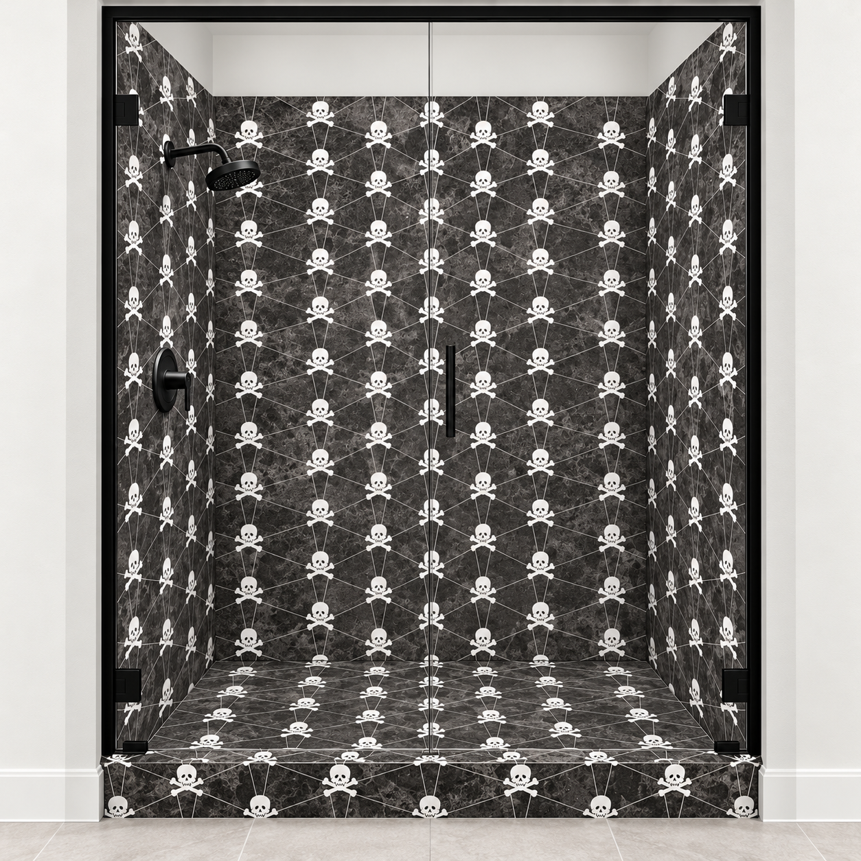Obsidian Skulls shower rendering
