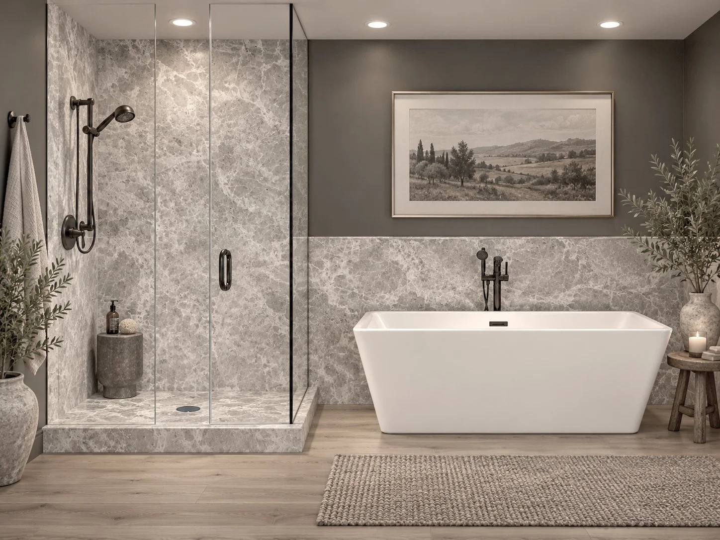 Smoke 2 wall shower and wainscot rendering