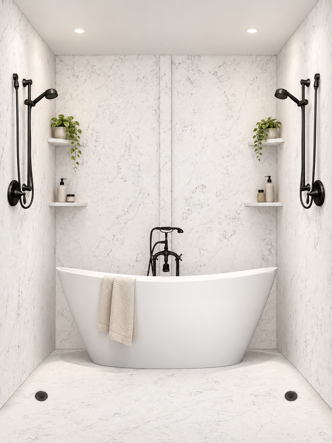 Milano shower and tub wet room rending