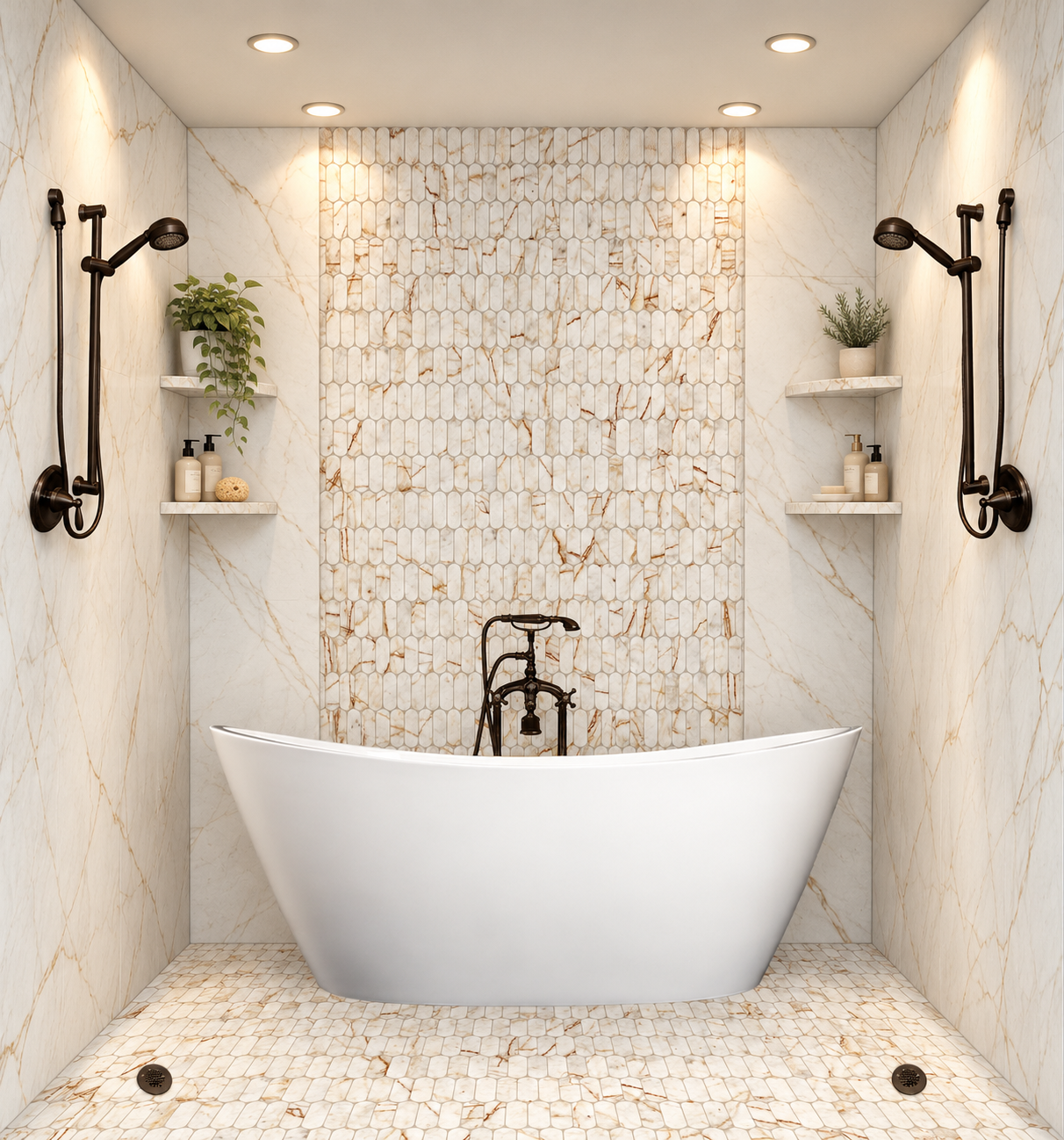 White Crystal MCM accent wall and floor rendering