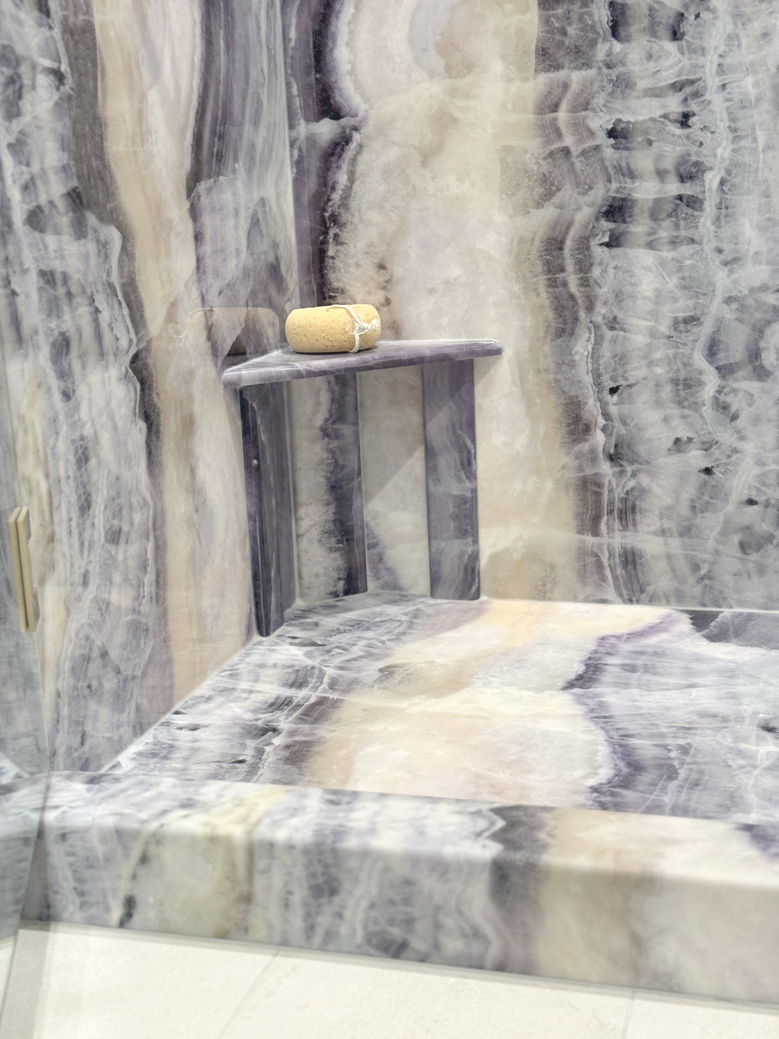 Amethyst shower floor and shave shelf