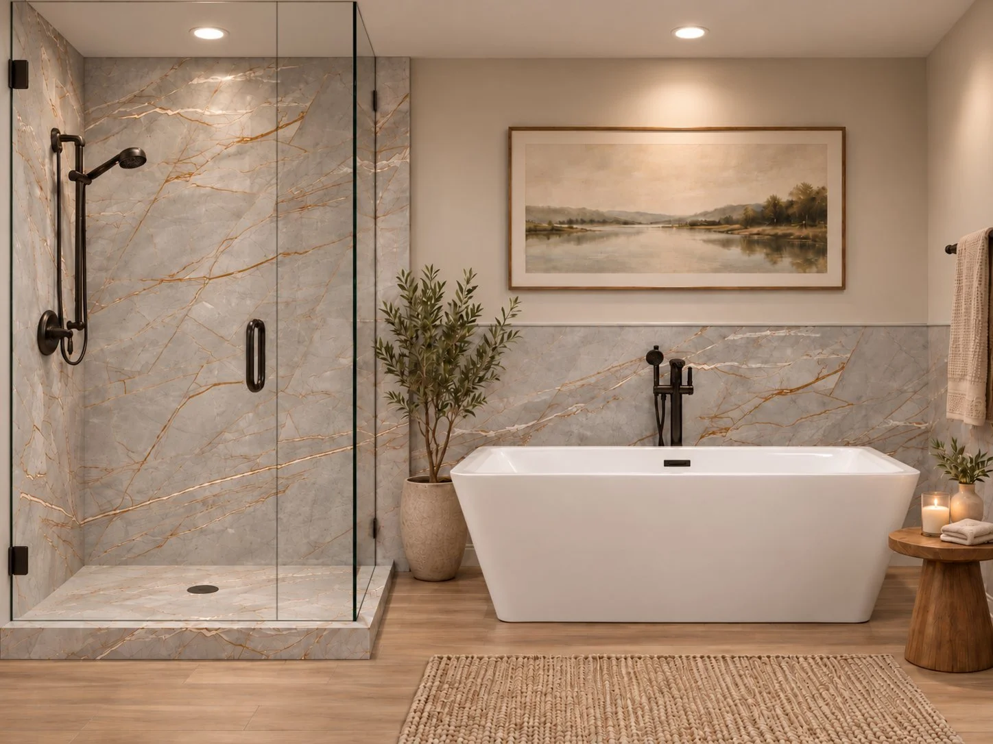Copper Ridge 2 wall shower and wainscot rendering
