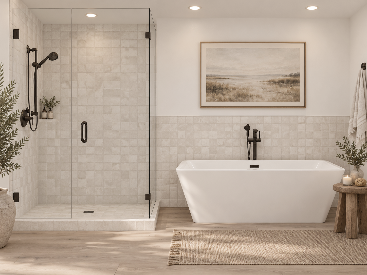 White clay 4x4 Terracotta shower surround rendering