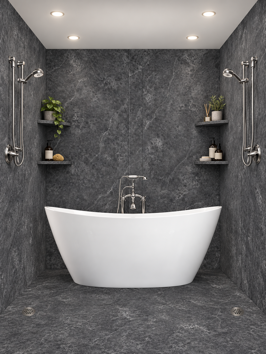 Milano Nero shower and tub wet room rendering