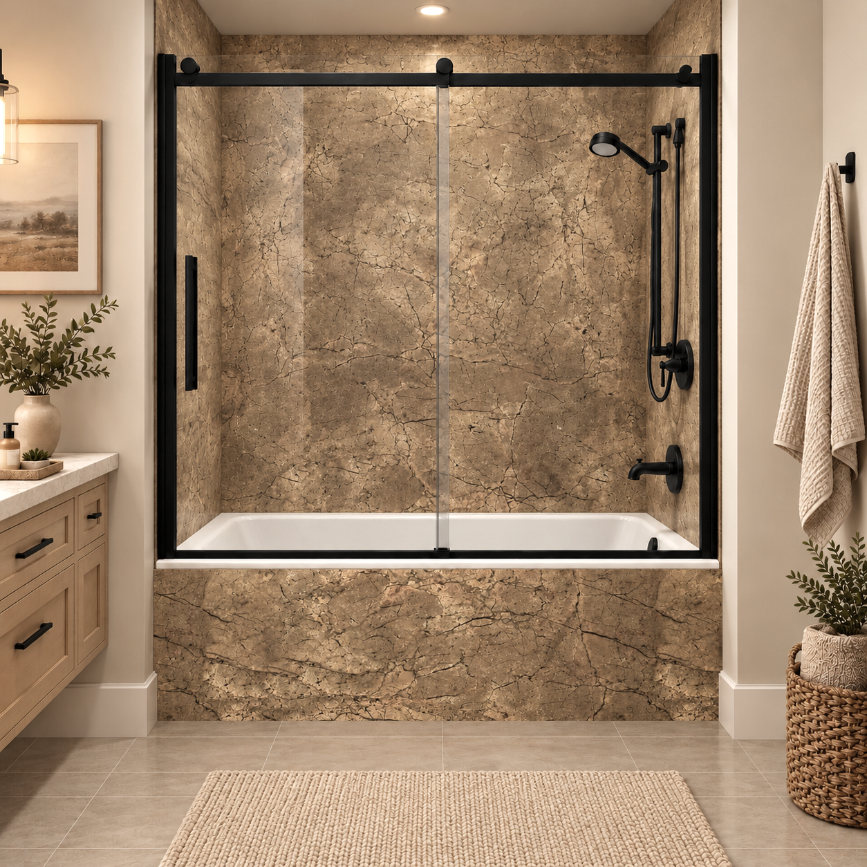 Toasted Almond tub surround rendering