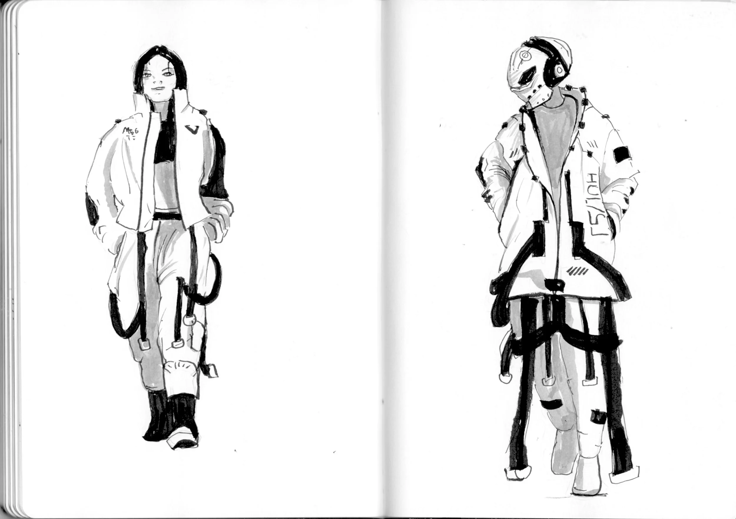 some more Pinterest studies. I don't think i actually like Pinterest. it is so overwhelmed by AI Slop that you never know what the hell you're looking at. odds are the guy with the mask was a design by AI -_- but i was interested in the clothing. 