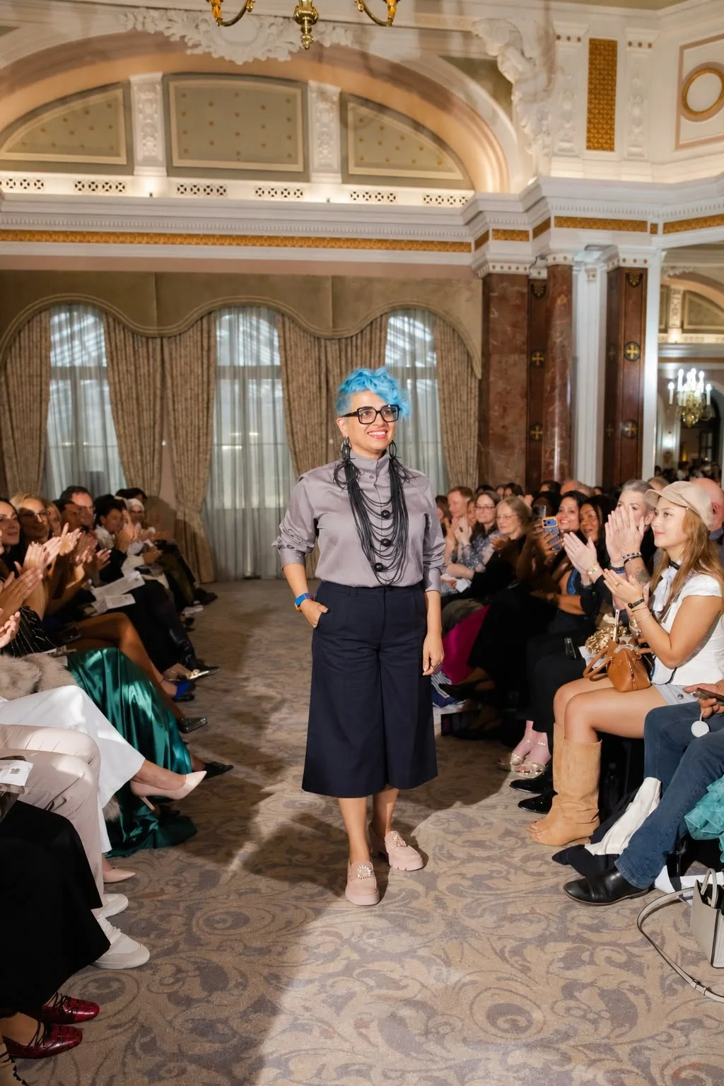 Image of Vaishali after closing SS27 London Fashion Week show