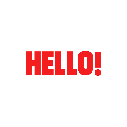 Red text saying "HELLO!" on a white background.