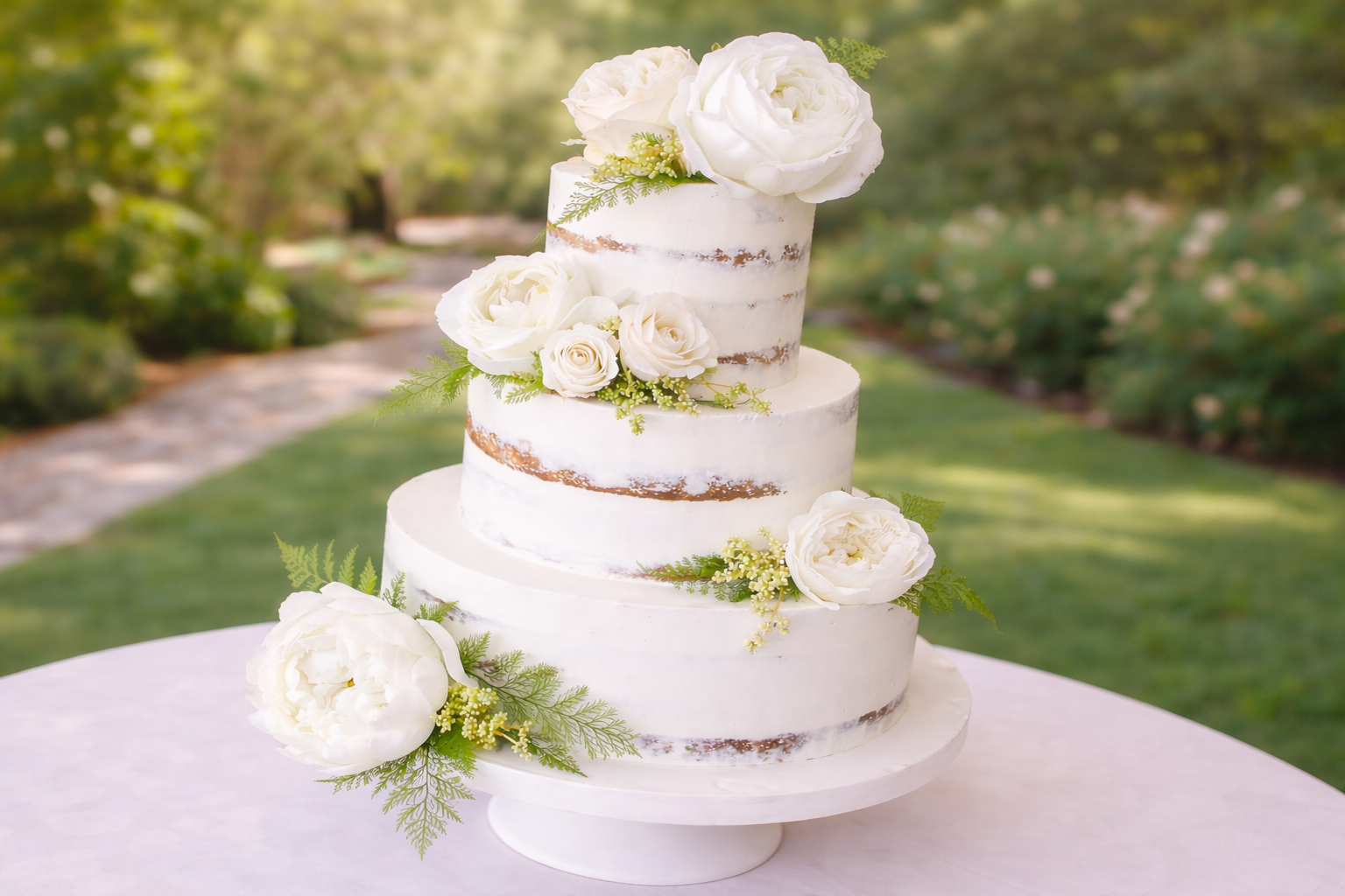 Elegant white wedding cake