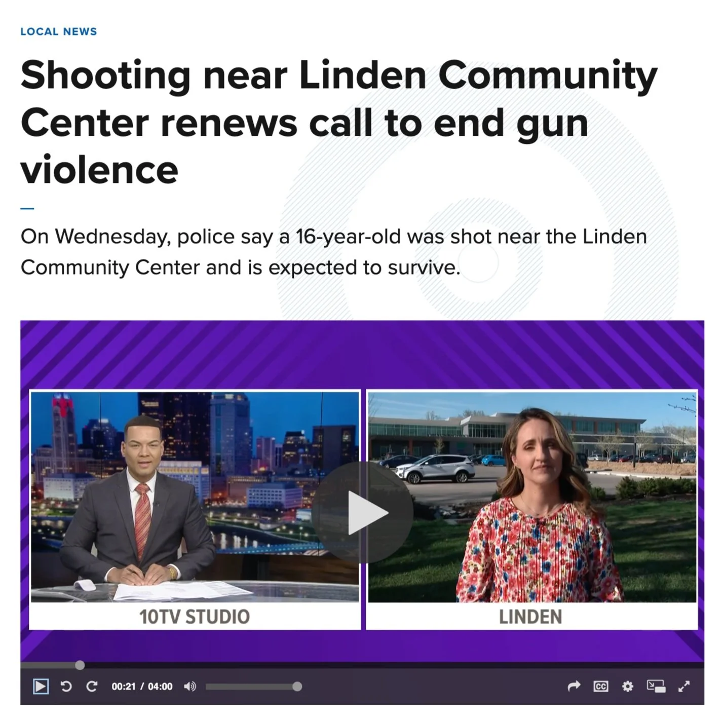 Shooting near Linden Community Center renews call to end gun violence