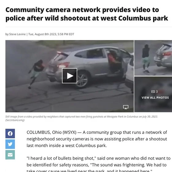 Community camera network provides video to police after wild shootout at west Columbus park