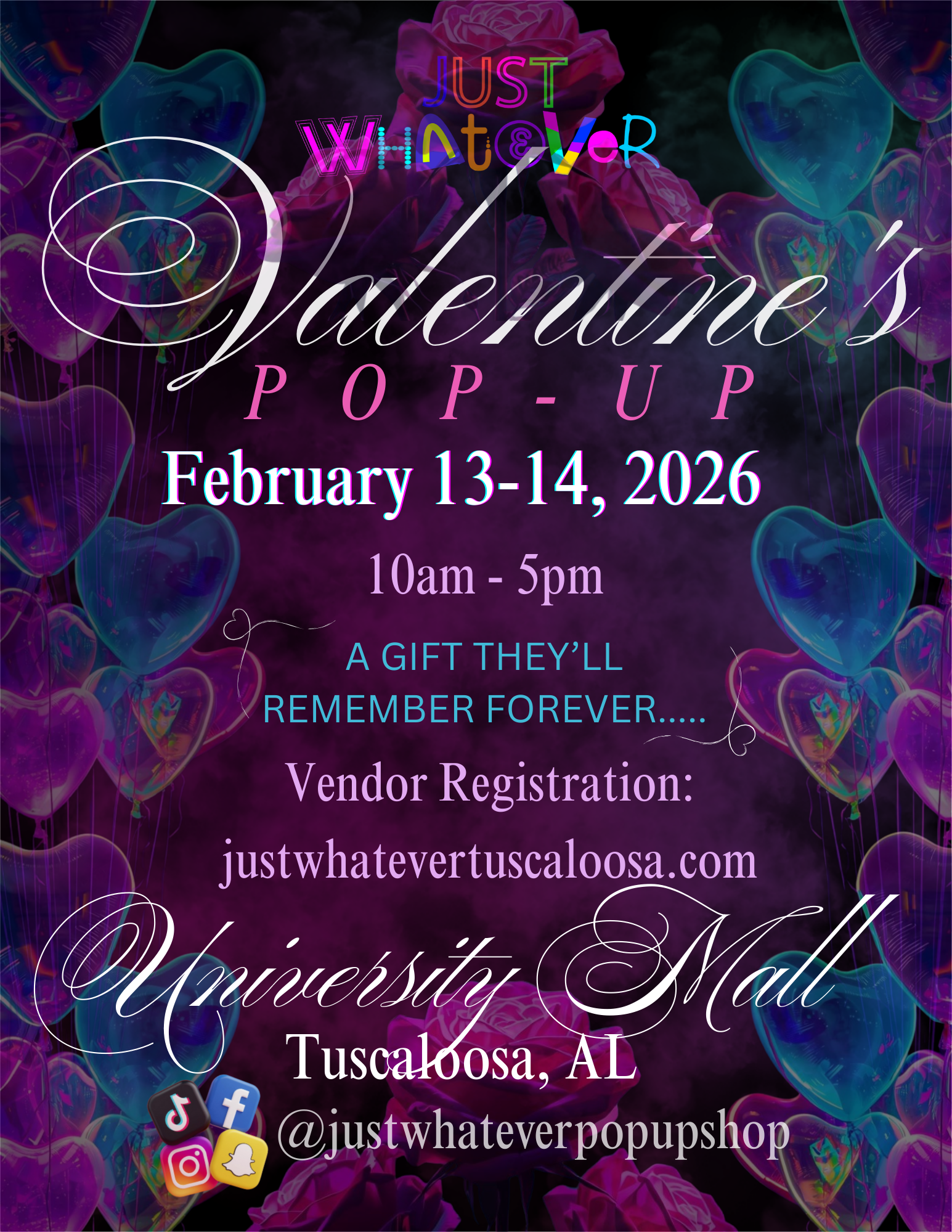 What better time than now to help spread love and joy?!! Register today today to become a vendor or visit a pop-up shop to make sure love is in the air this season! Click on this flyer for vendor registration.