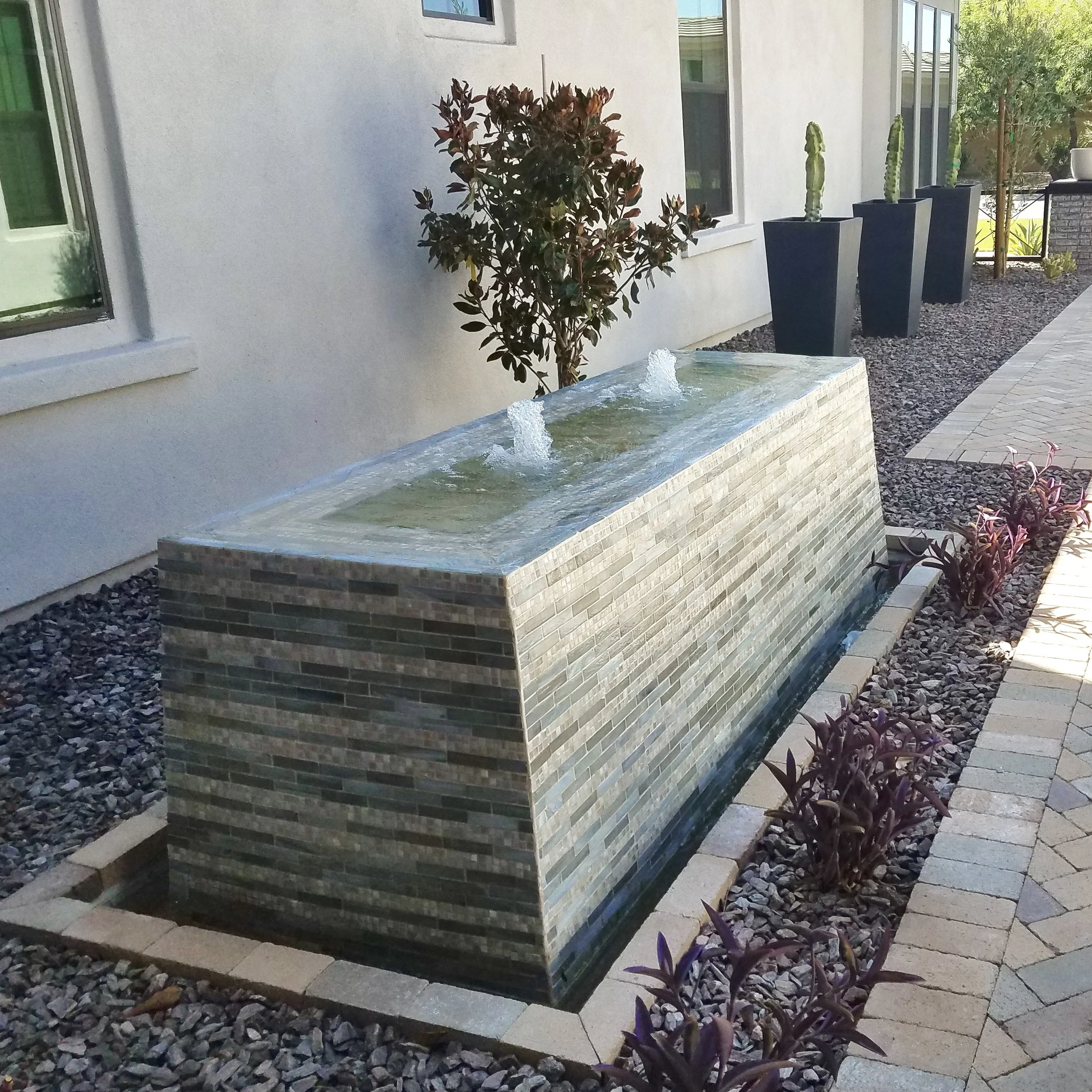 tiled bubbling water feature rectangular