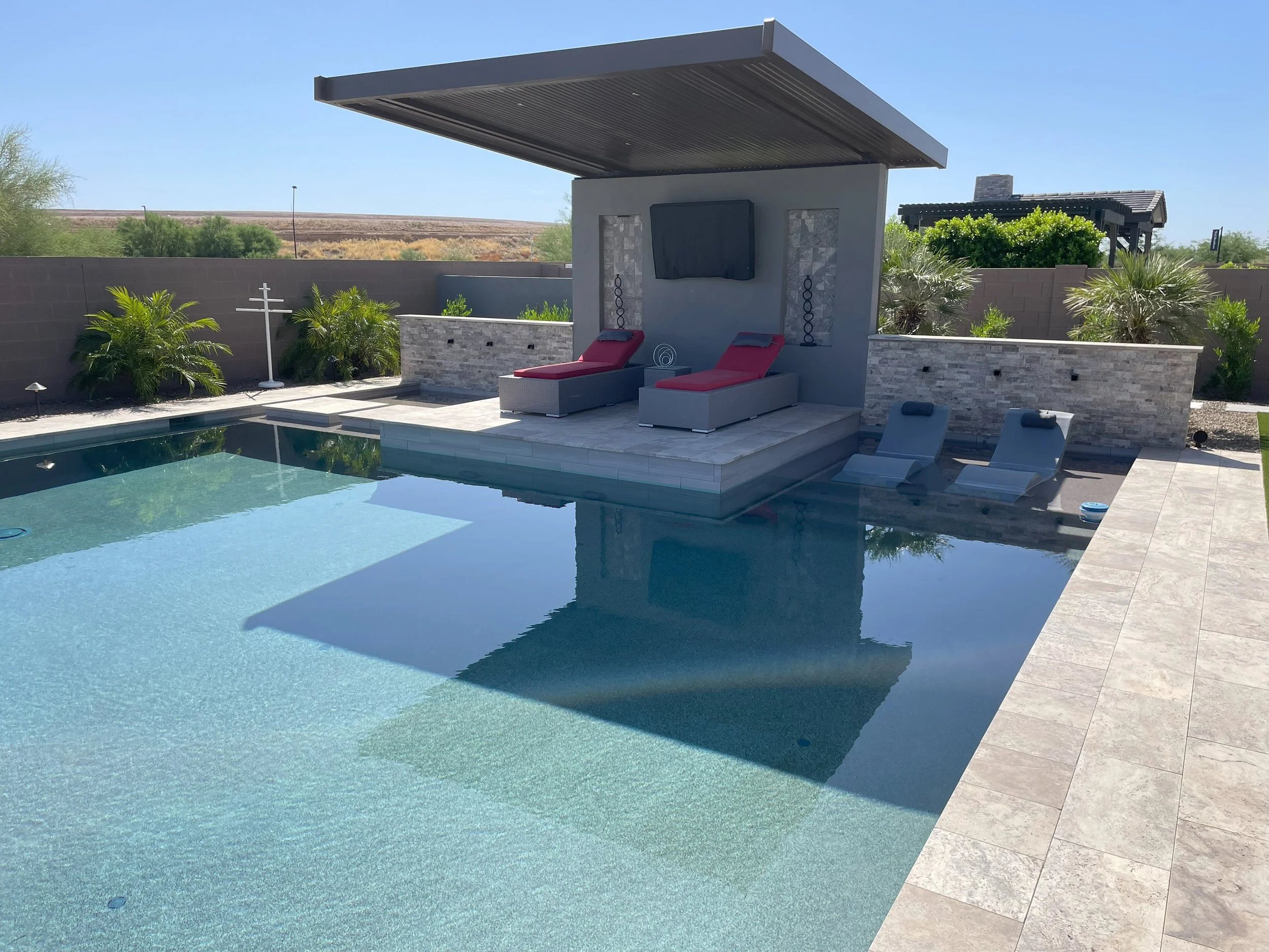 ramada over pool sun shelf