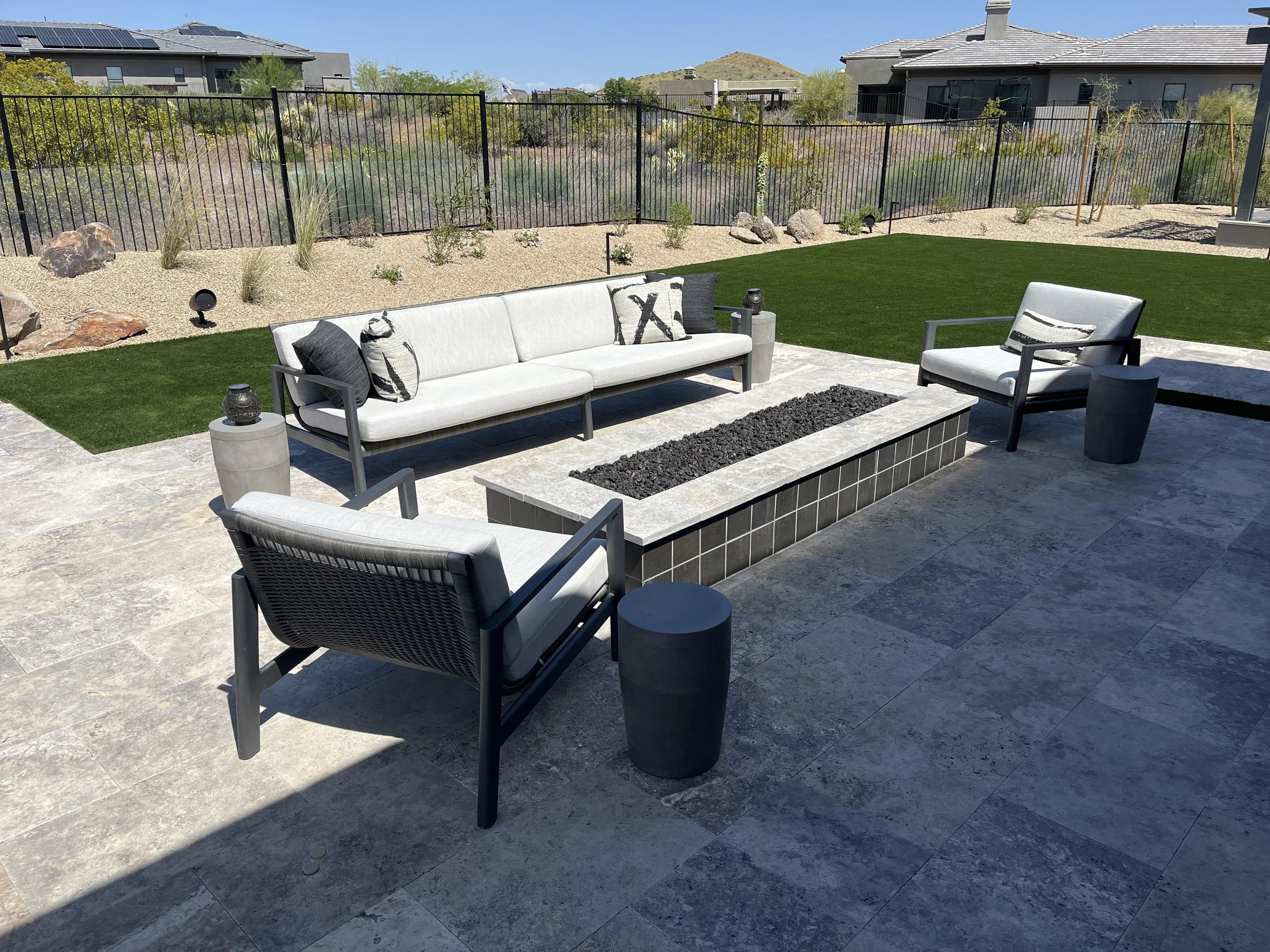 rectangle firepit lava rock travertine 6x6 tile
