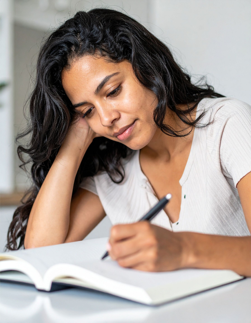 Woman writing a letter; open adoption communication
